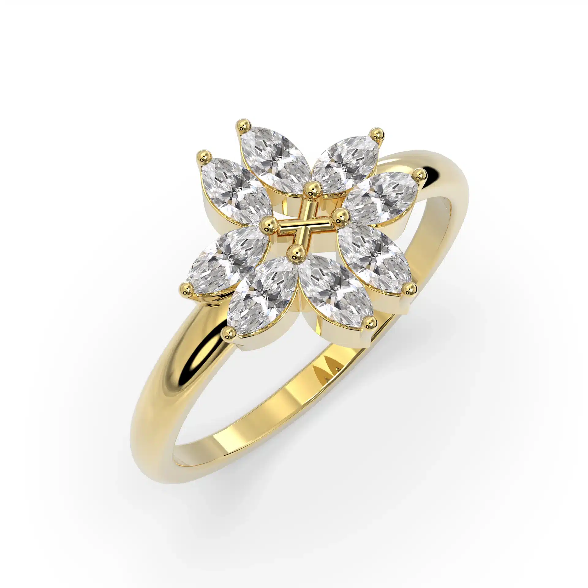 Flower Shape Marquise Diamond Ring - Image 1