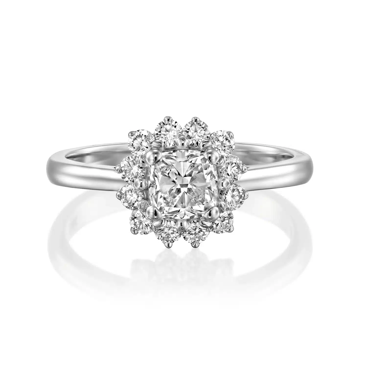 1.06 carat Vintage Style Cushion Diamond Cluster Engagement Ring - Image 3