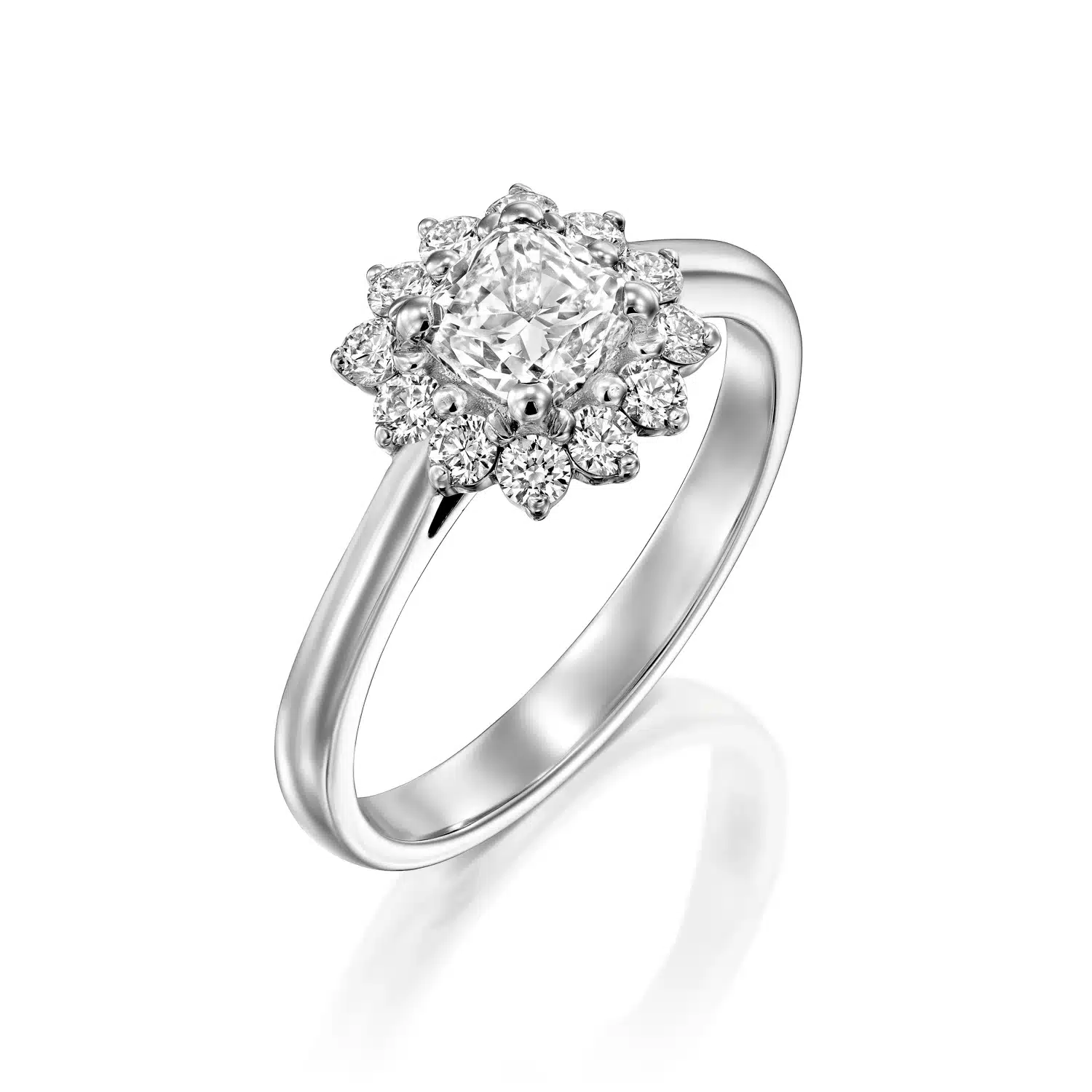 1.06 carat Vintage Style Cushion Diamond Cluster Engagement Ring - Image 1