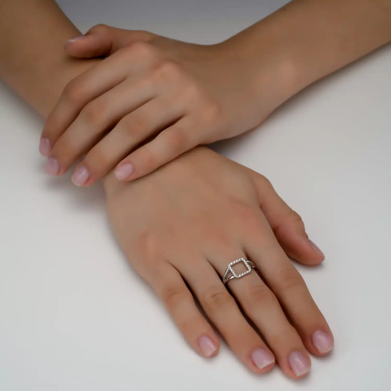 Harmony 14k Gold Diamond Frame Ring - Image 2