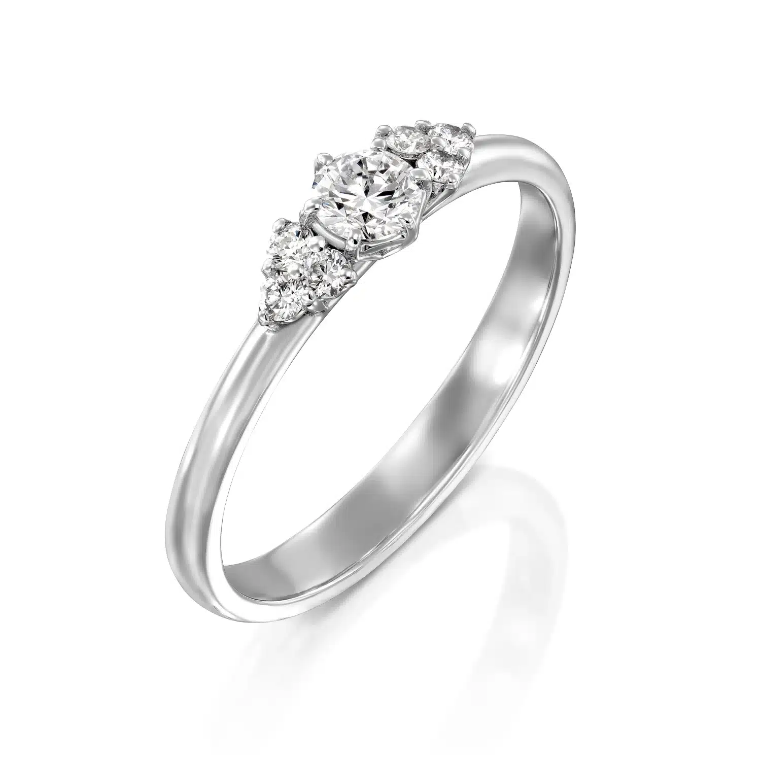 Affordable Round Diamond Engagement Ring with Side Stones – 14K Gold - Image 1