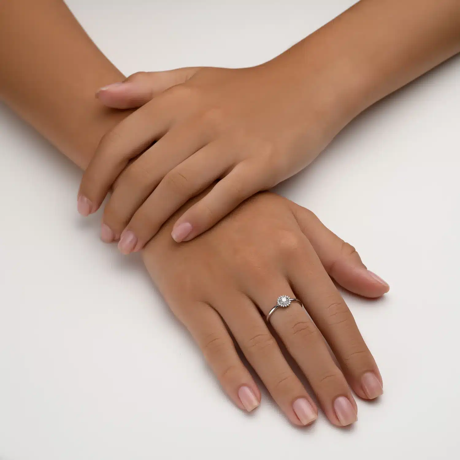 Affordable Round Lab-Grown Diamond Halo Ring – 14K Gold - Image 3