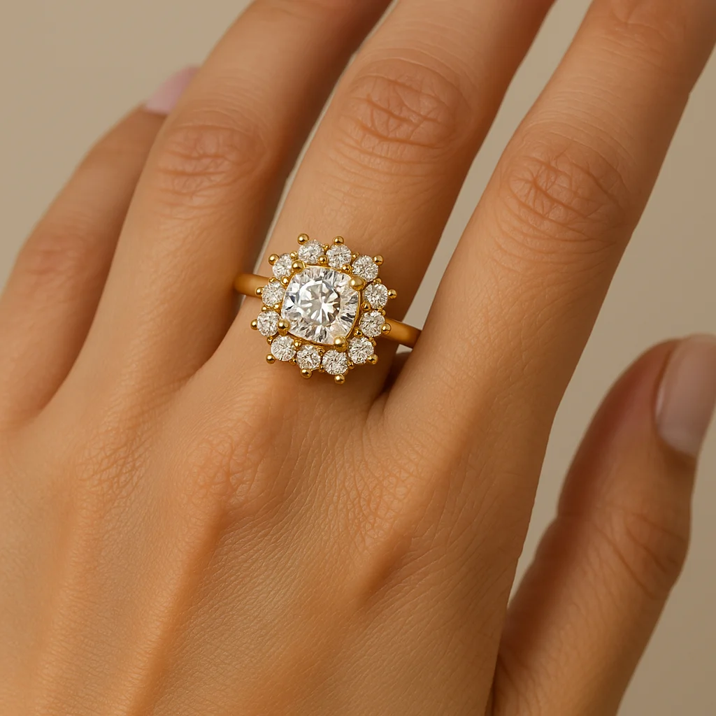 2.43ct Cushion Halo Diamond Engagement Ring in 14K Gold (≈3.64ct TW) - Image 4