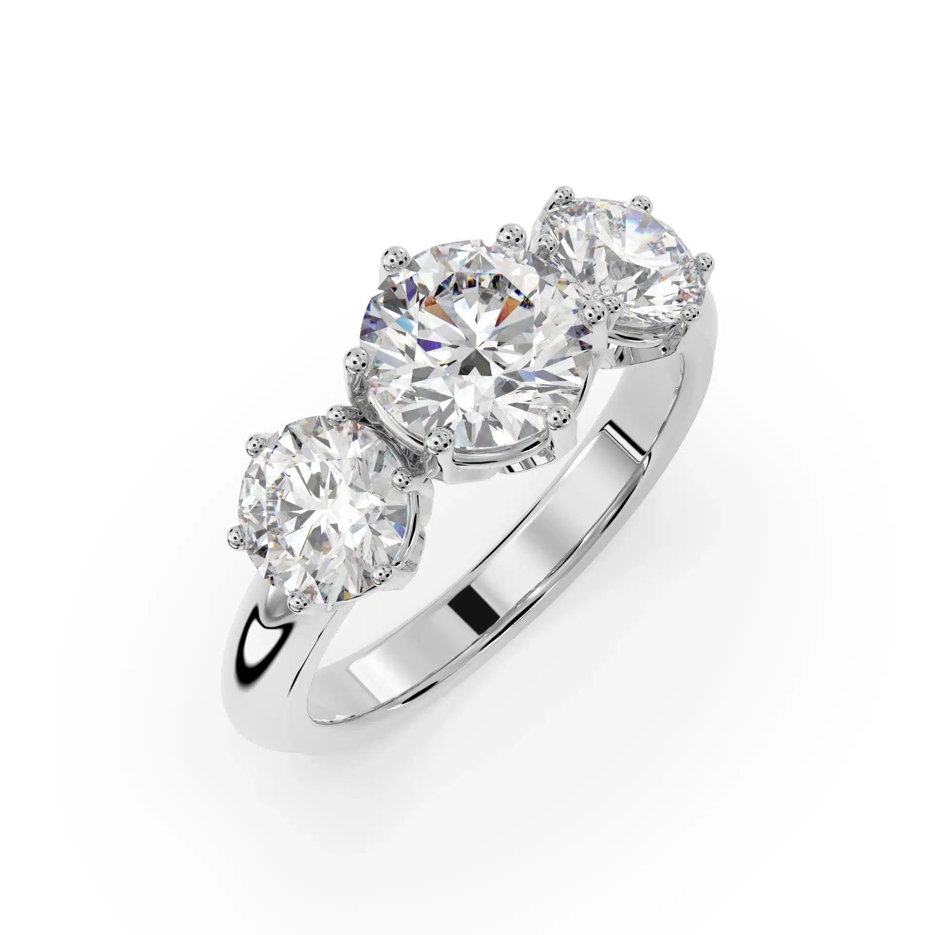 Trio Radiance: 2 carat Lab Diamond Engagement Ring - Image 1