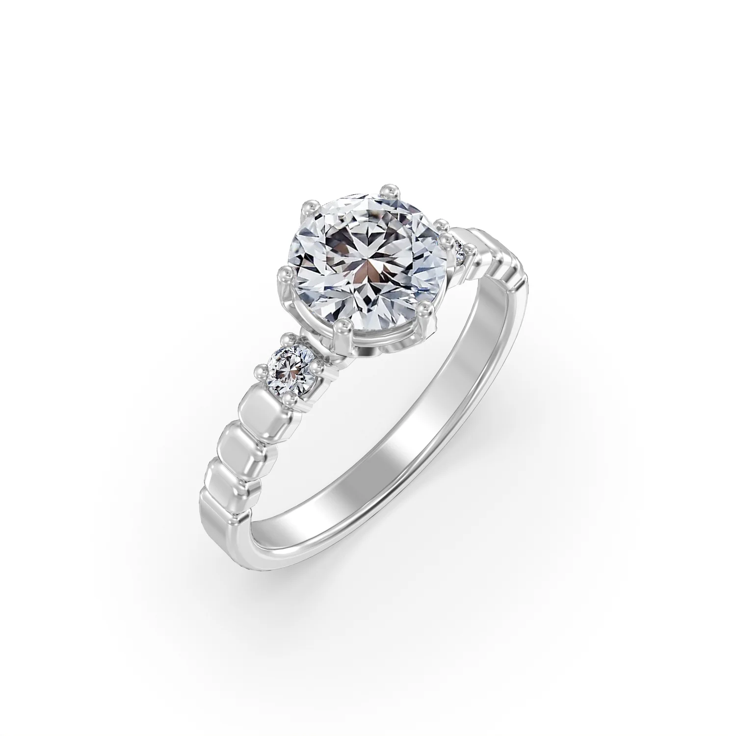 Modern Trio: 1.20 carat Lab Diamond Engagement Ring - Image 1