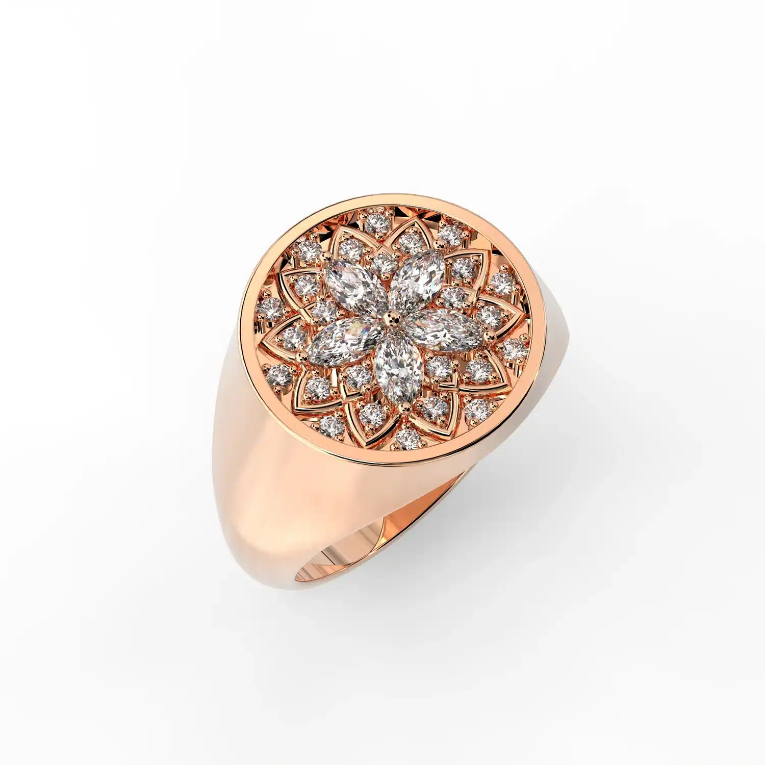 Florence Marquise Lab-Grown Diamond Signet Ring - Image 1