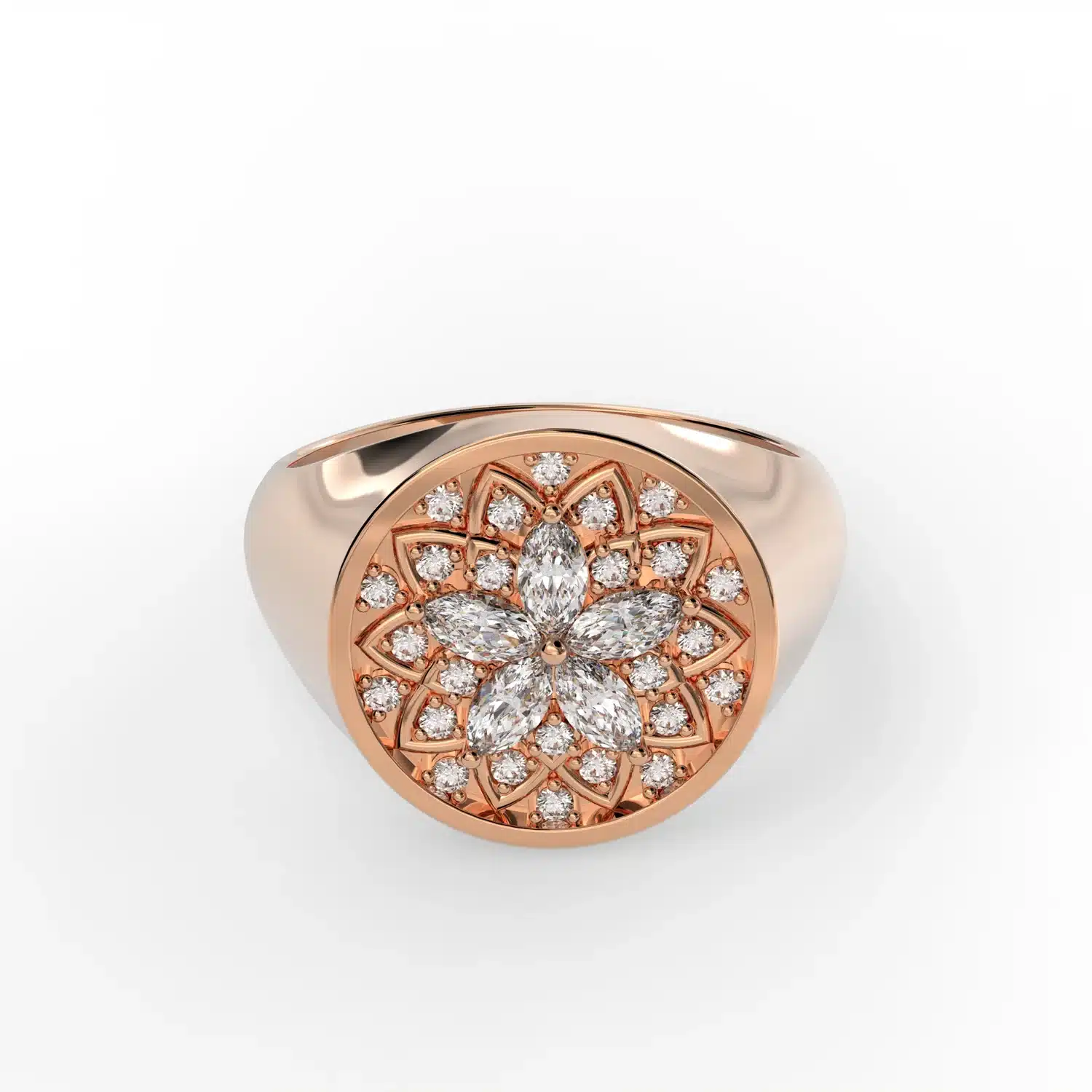 Florence Marquise Lab-Grown Diamond Signet Ring - Image 3