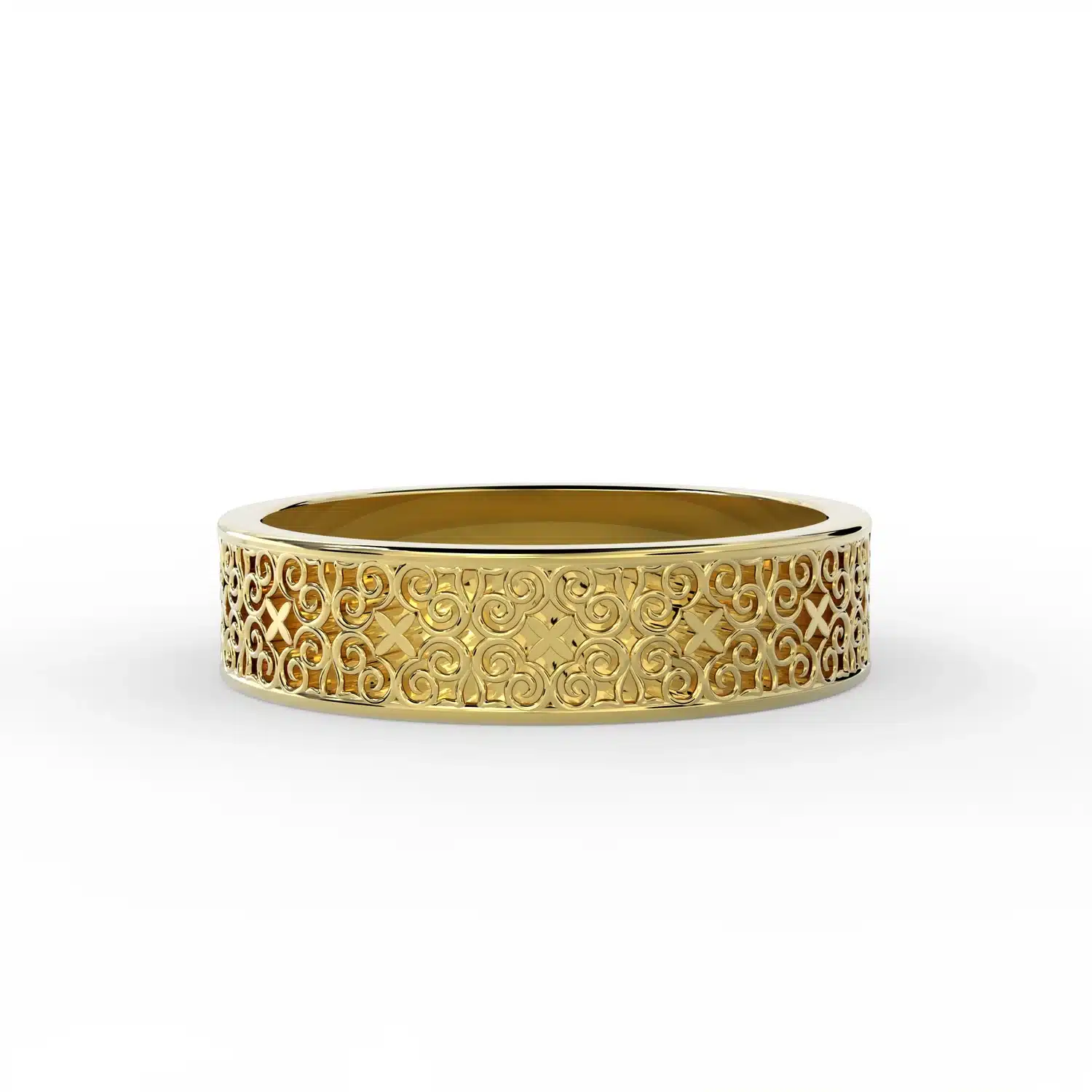 Heritage Scroll 14K Gold Men’s Band - Image 3