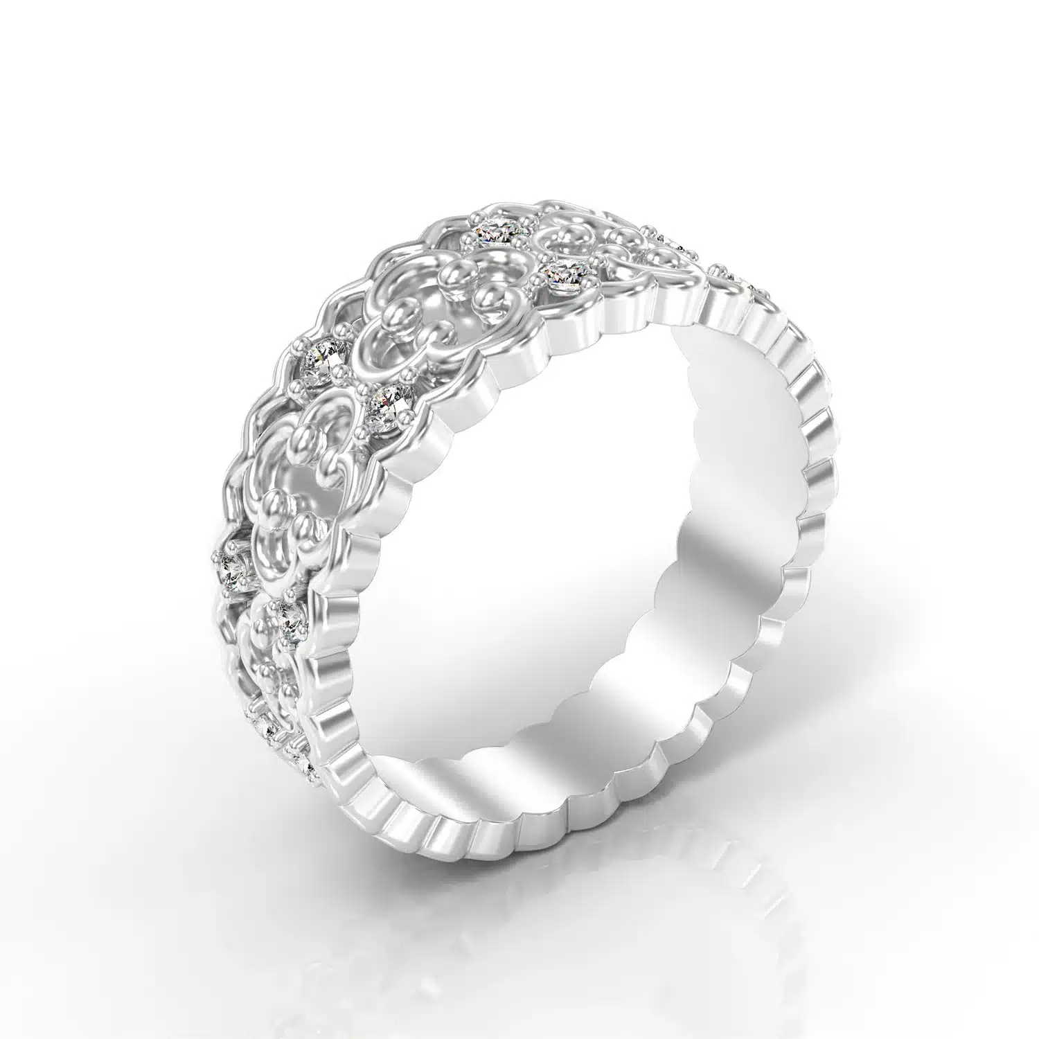 Women’s Dream Escape Round Diamond 14k Gold Flower Wedding Ring - Image 3