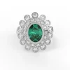 Your Majesty Green Gemstone & Round Diamond 14k Gold Flower Engagement Ring - Thumbnail Image 3