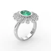 Your Majesty Green Gemstone & Round Diamond 14k Gold Flower Engagement Ring - Thumbnail Image 2