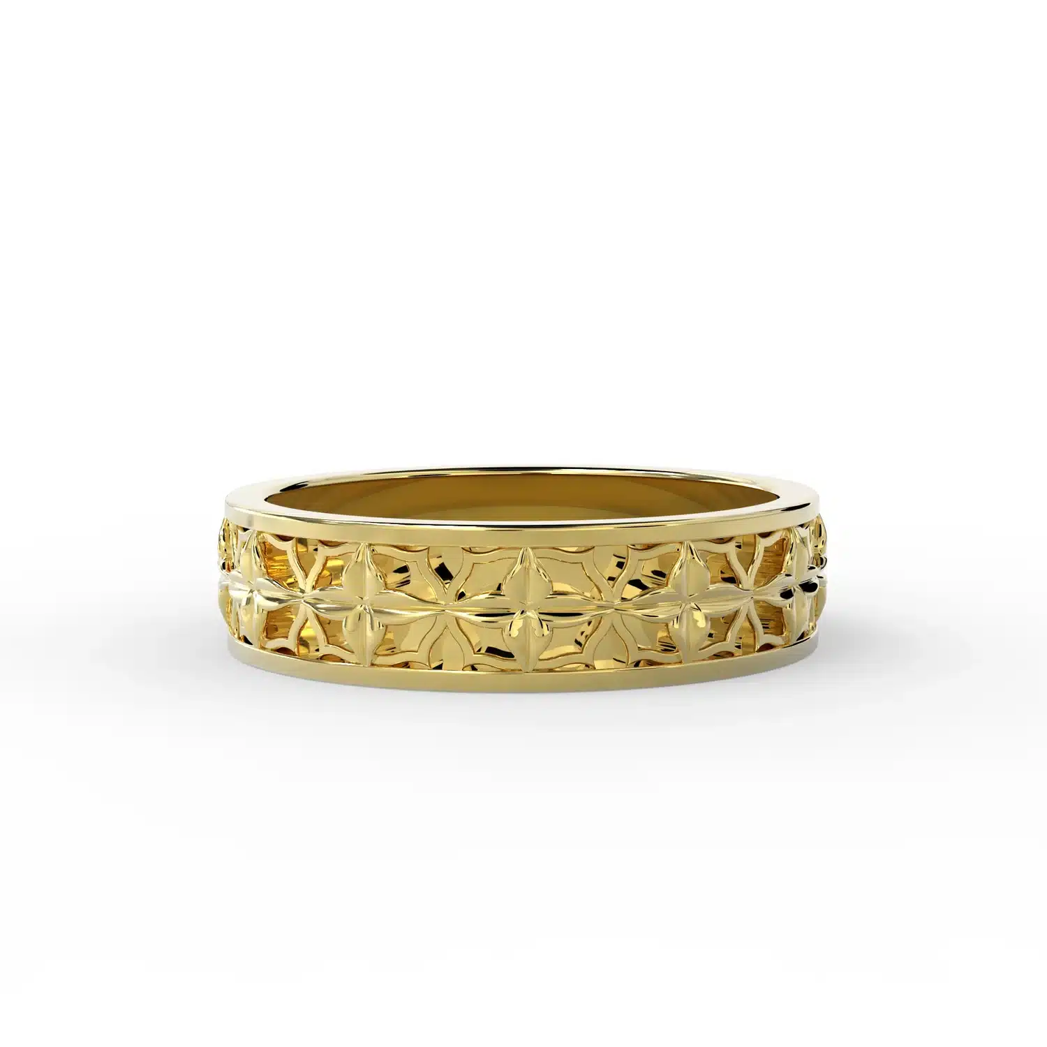 Men’s Floral Lattice 14K Recycled Gold Band - Image 3