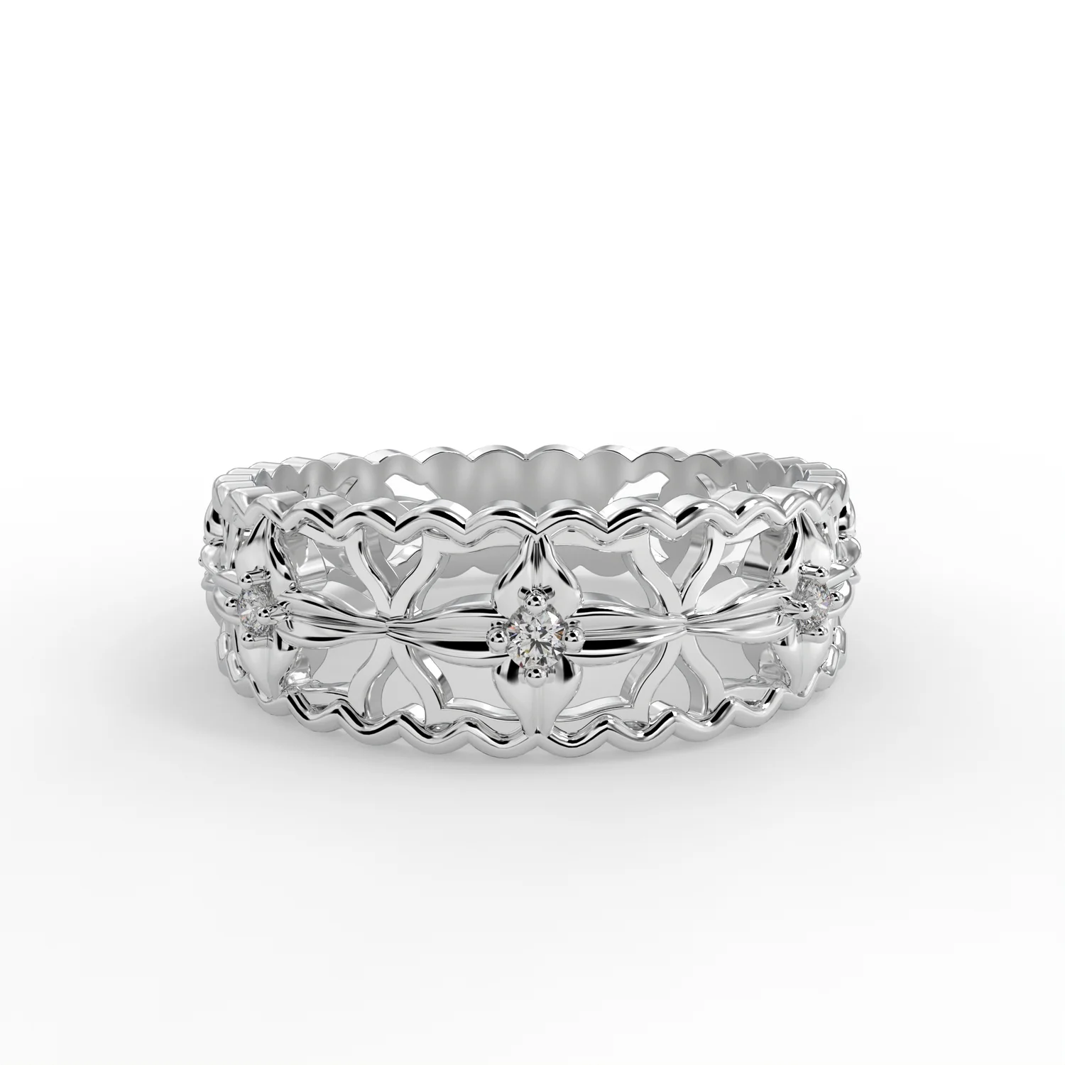 Women’s Timeless Devotion Round Brilliant Diamond 14k Gold Wedding Ring - Image 3
