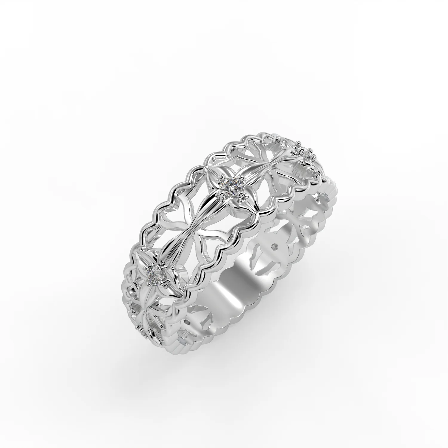 Women’s Timeless Devotion Round Brilliant Diamond 14k Gold Wedding Ring - Image 1