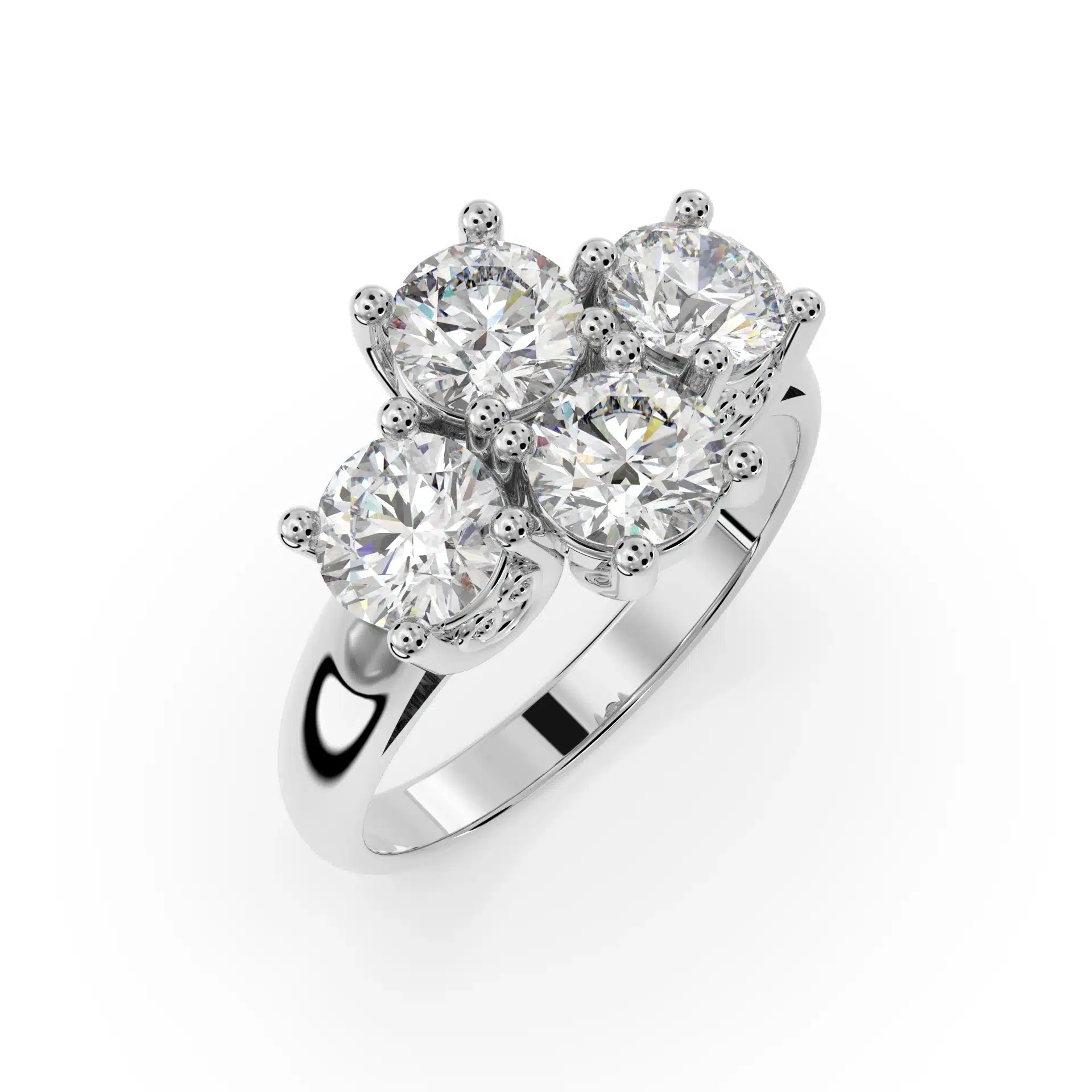 Quadra Sparkle: 2carat Lab-Grown Engagement Ring in 14k Gold - Image 1