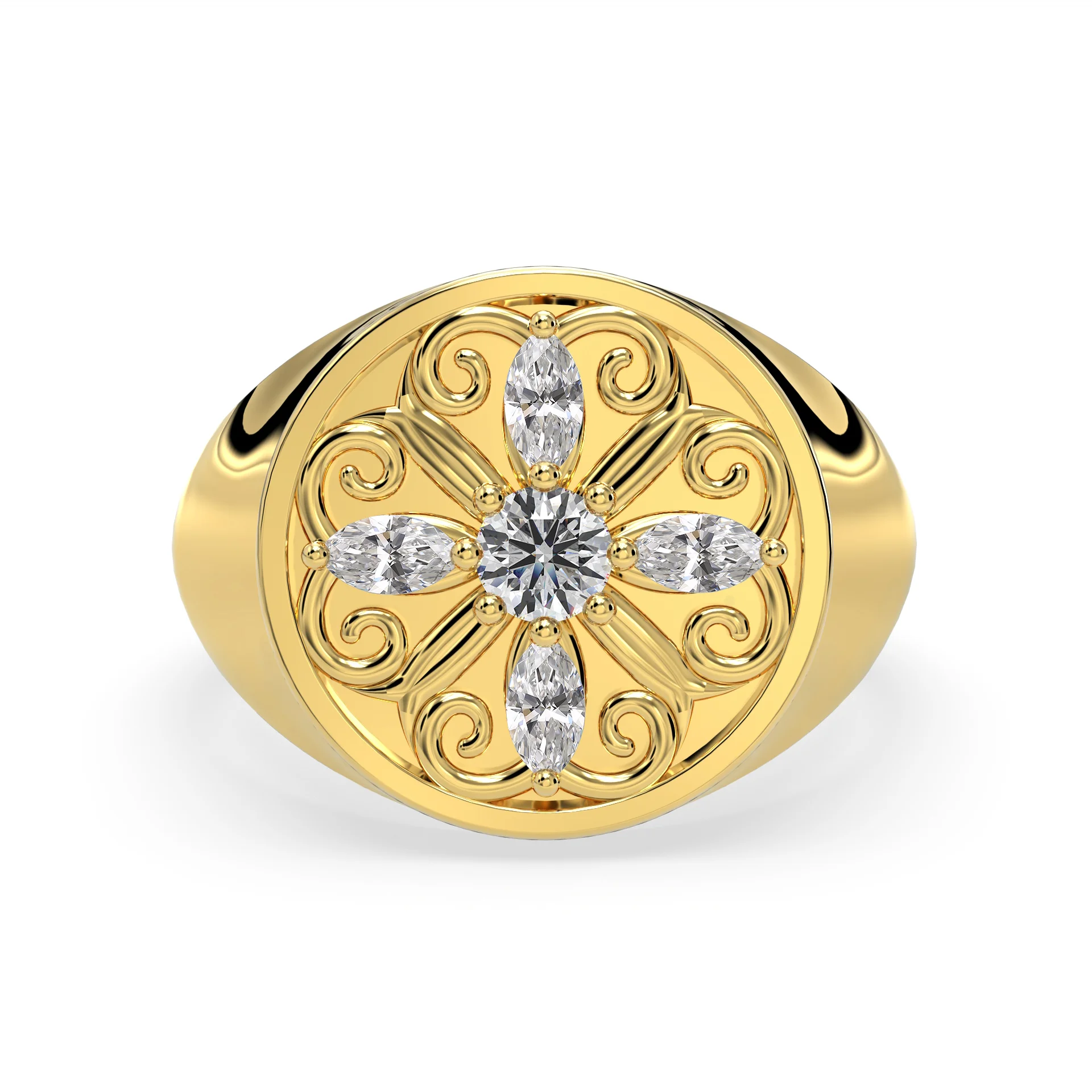Ethereal Grace Lab-Grown Diamond Signet Ring - Image 3