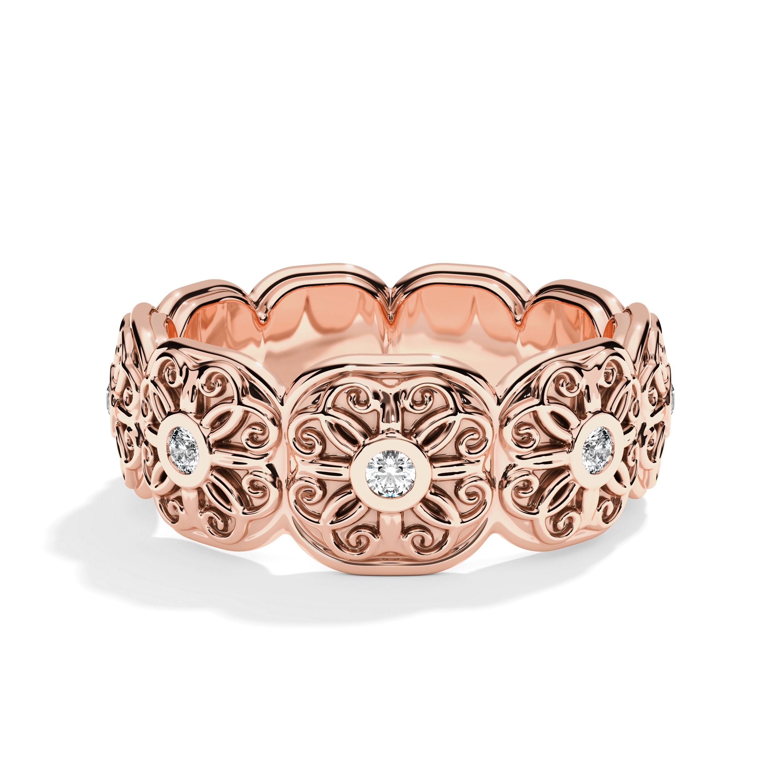 Floral Glow Women’s Diamond Wedding Ring in 14K Gold - Image 5