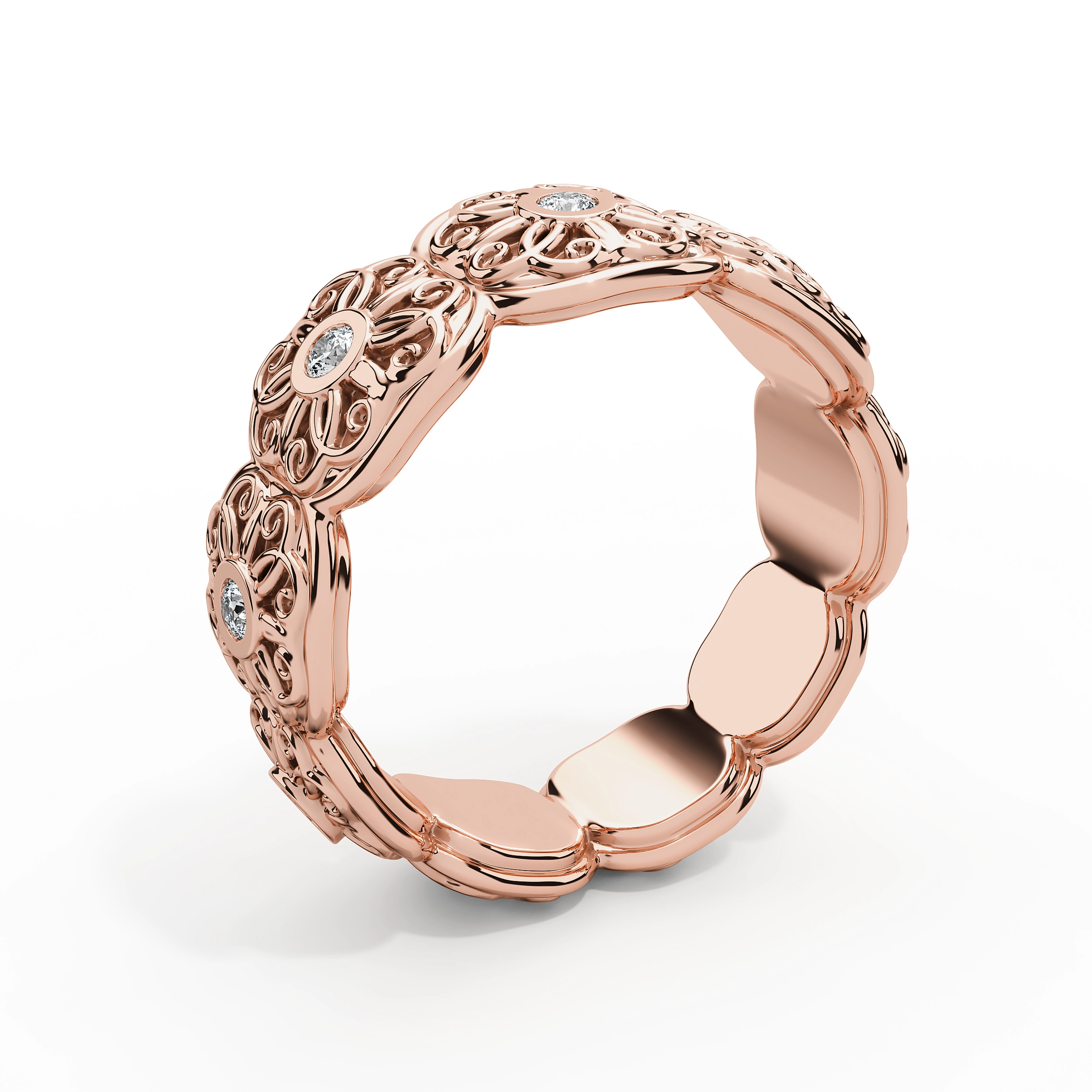 Floral Glow Women’s Diamond Wedding Ring in 14K Gold - Image 4
