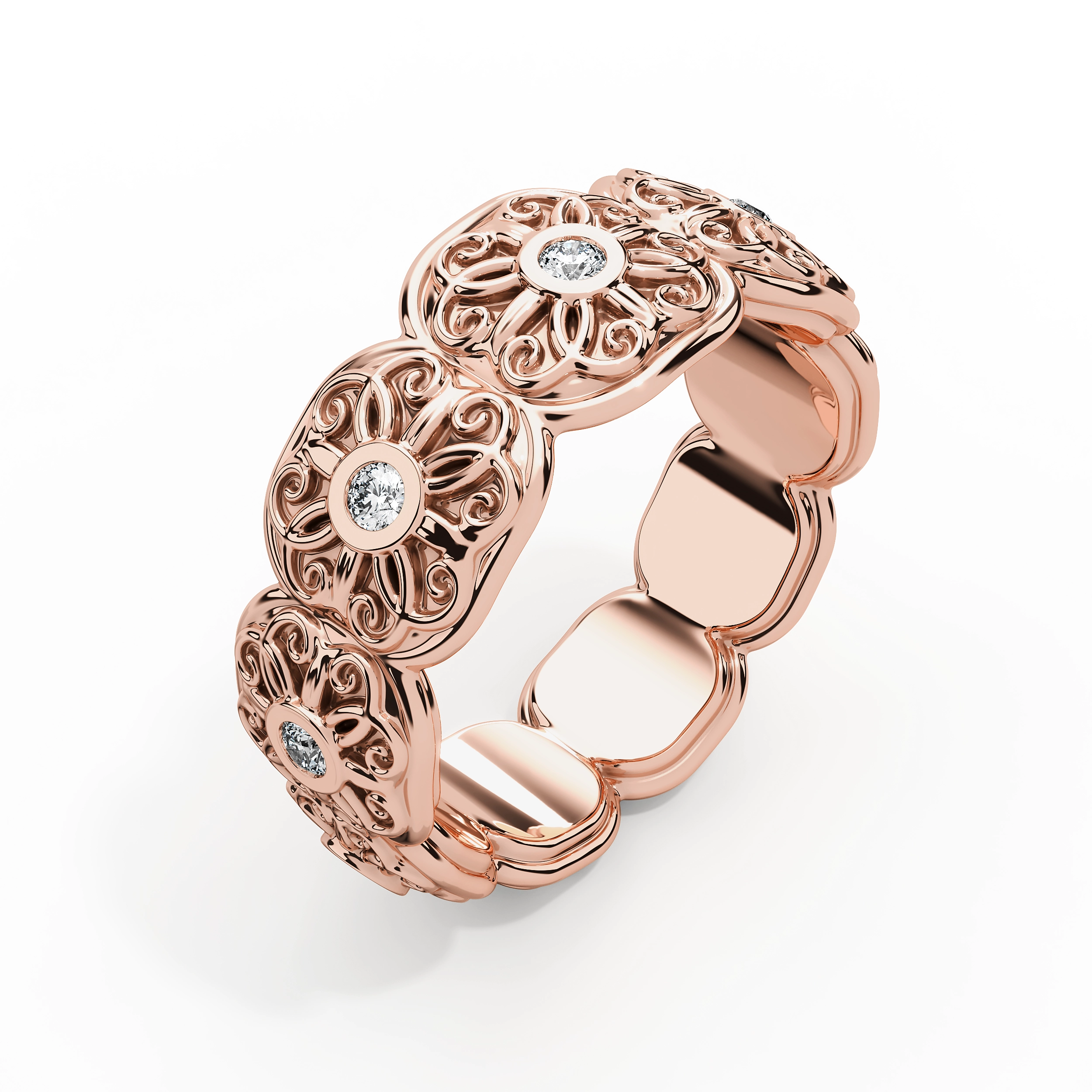 Floral Glow Women’s Diamond Wedding Ring in 14K Gold - Image 1