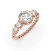 Radiant Cluster- 1.40 Carat Lab Diamond Engagement Ring with Beaded Band - Thumbnail Image 1