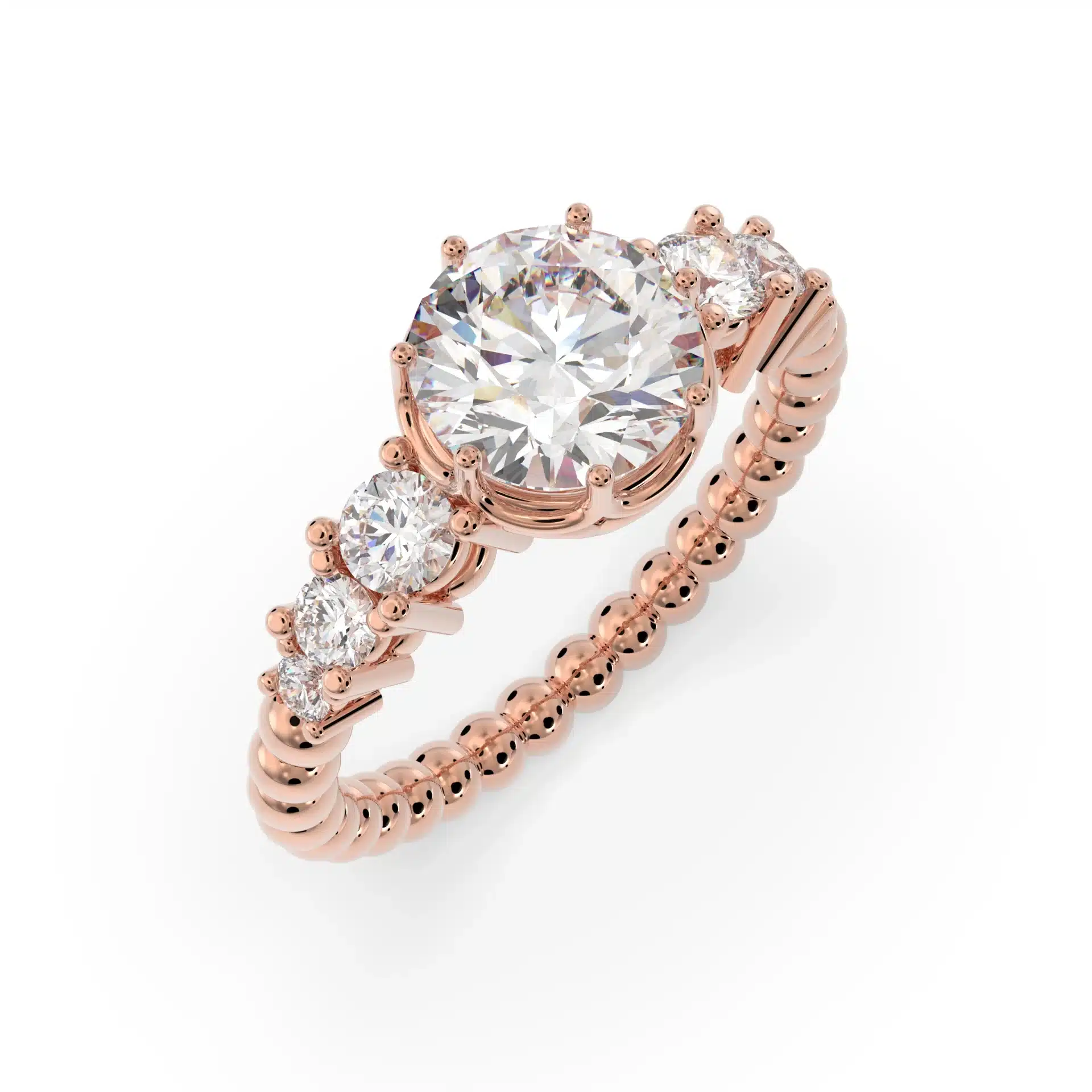 Radiant Cluster- 1.40 Carat Lab Diamond Engagement Ring with Beaded Band - Image 1