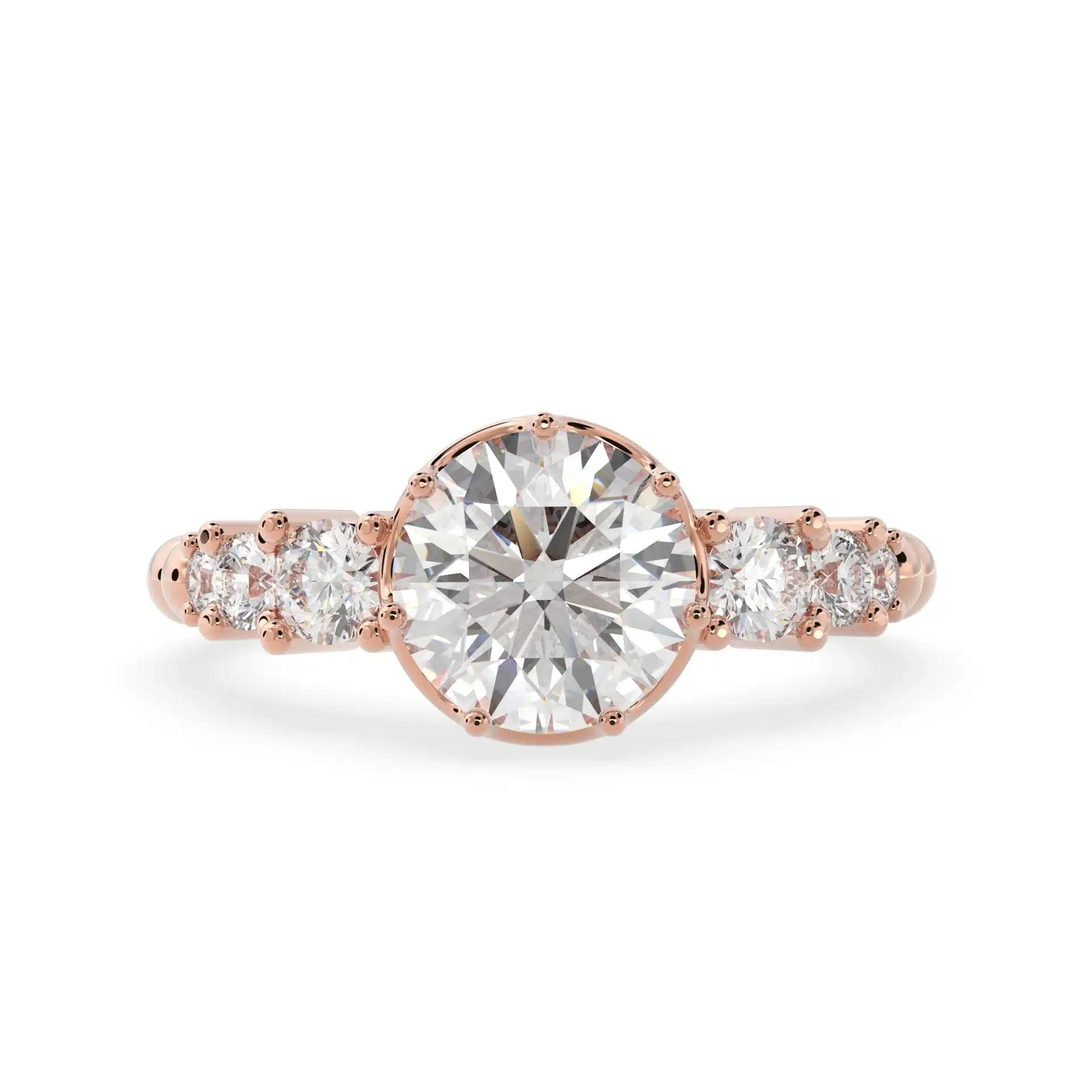 Radiant Cluster- 1.40 Carat Lab Diamond Engagement Ring with Beaded Band - Image 3