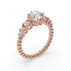 Radiant Cluster- 1.40 Carat Lab Diamond Engagement Ring with Beaded Band - Thumbnail Image 2
