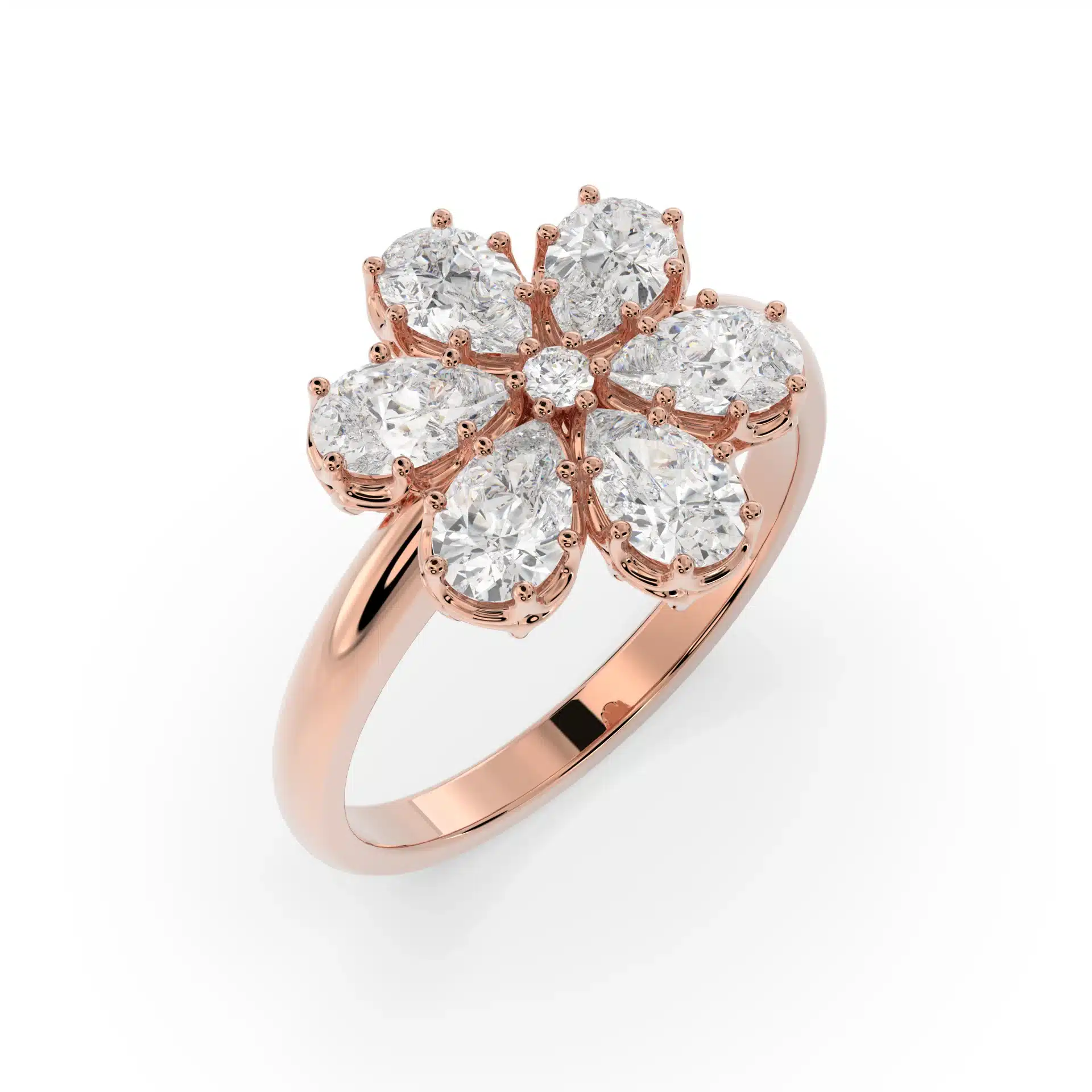 Women’s Blossoming Love Diamond 14k Gold Flower Engagement Ring - Image 1