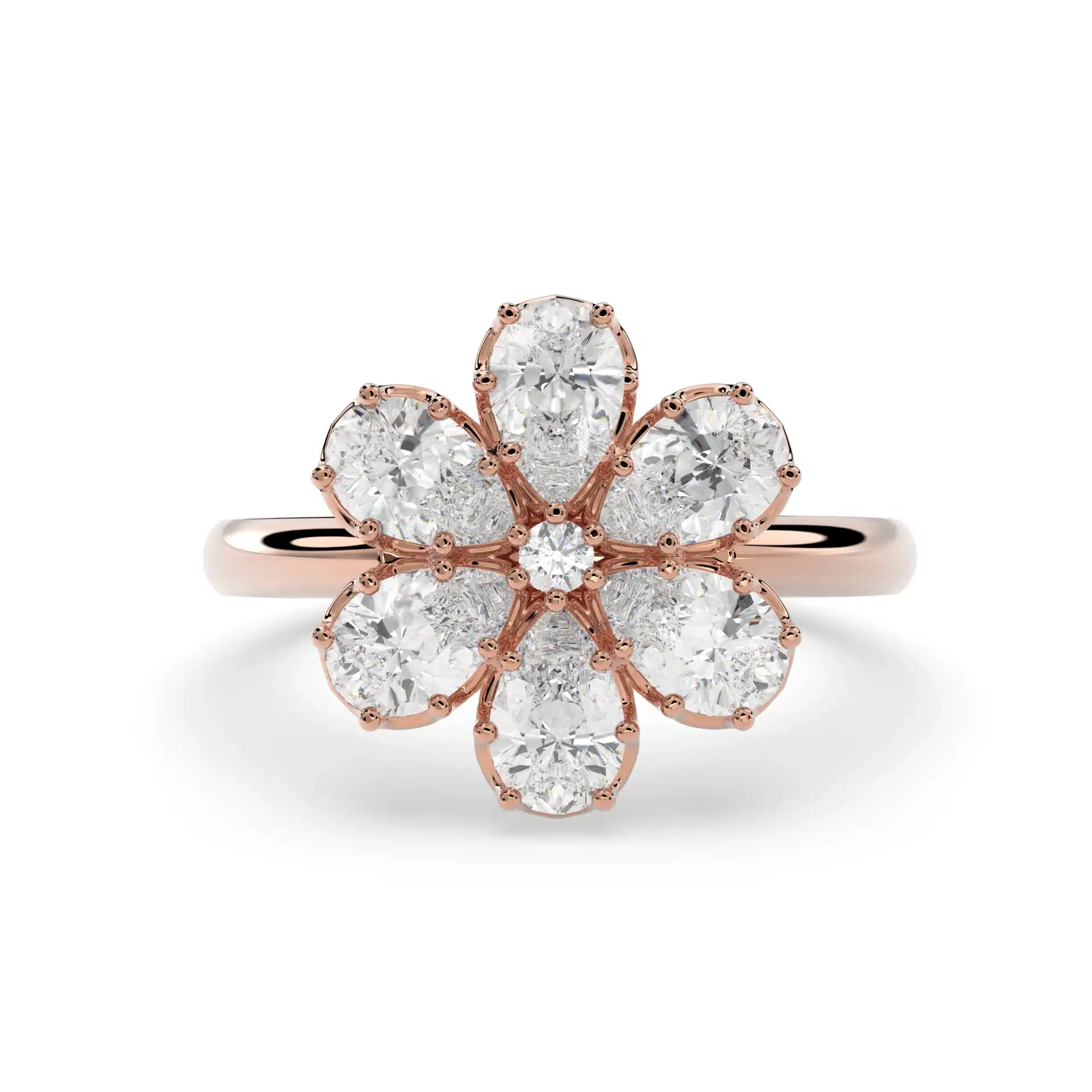 Women’s Blossoming Love Diamond 14k Gold Flower Engagement Ring - Image 3
