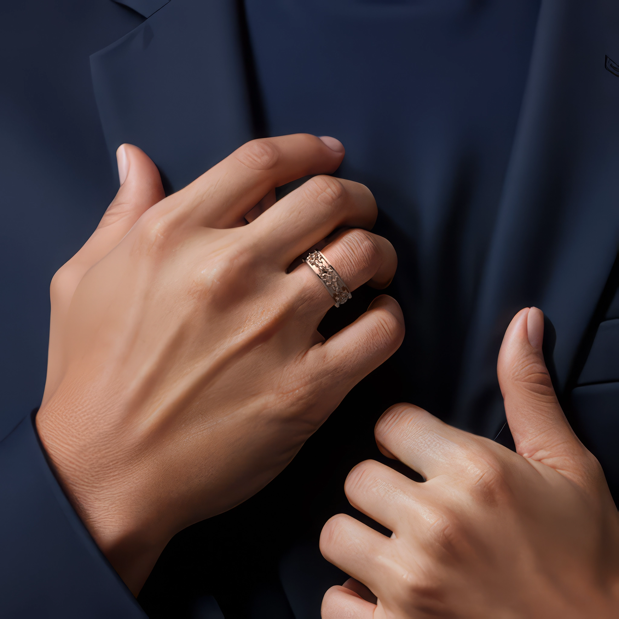 Eternal Knot Men's Wedding Ring in 14K Recycled Gold - Image 4