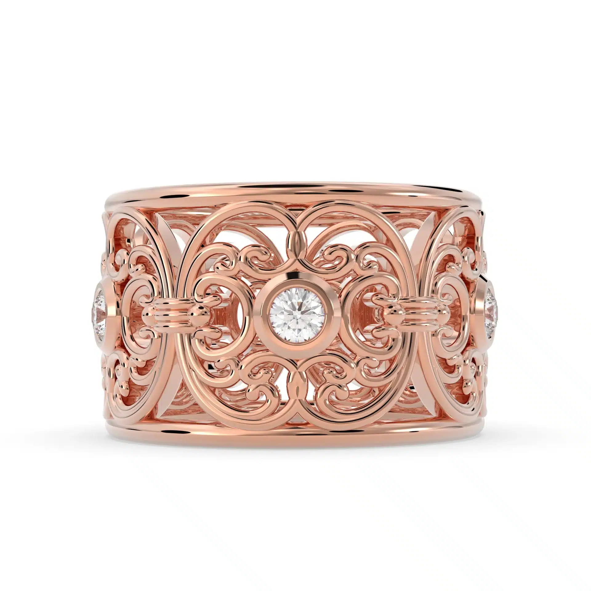 Women’s Endearing Love Round Diamond 14k Gold Ring - Image 3