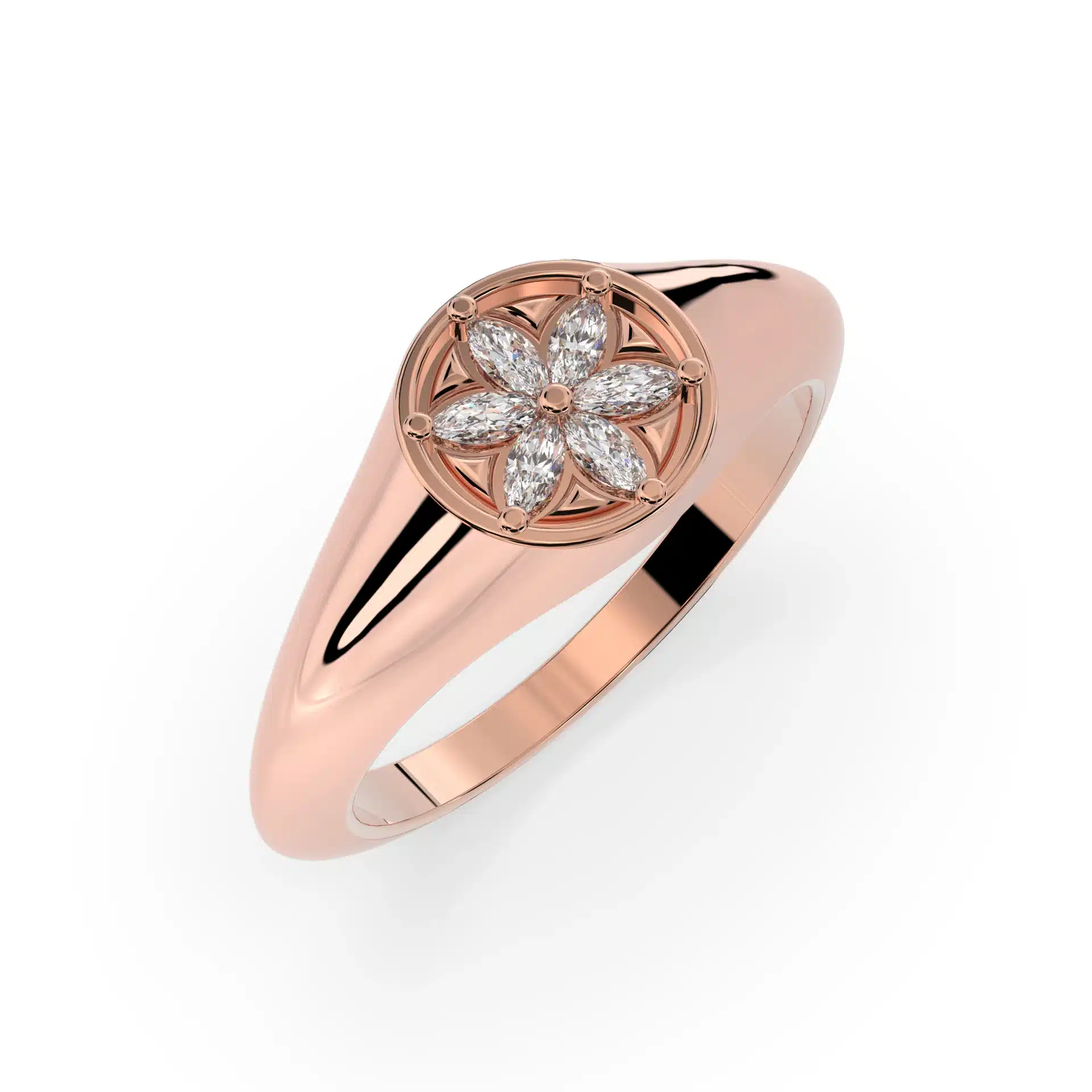 Solara Marquise Lab Diamond Signet Ring - Image 1