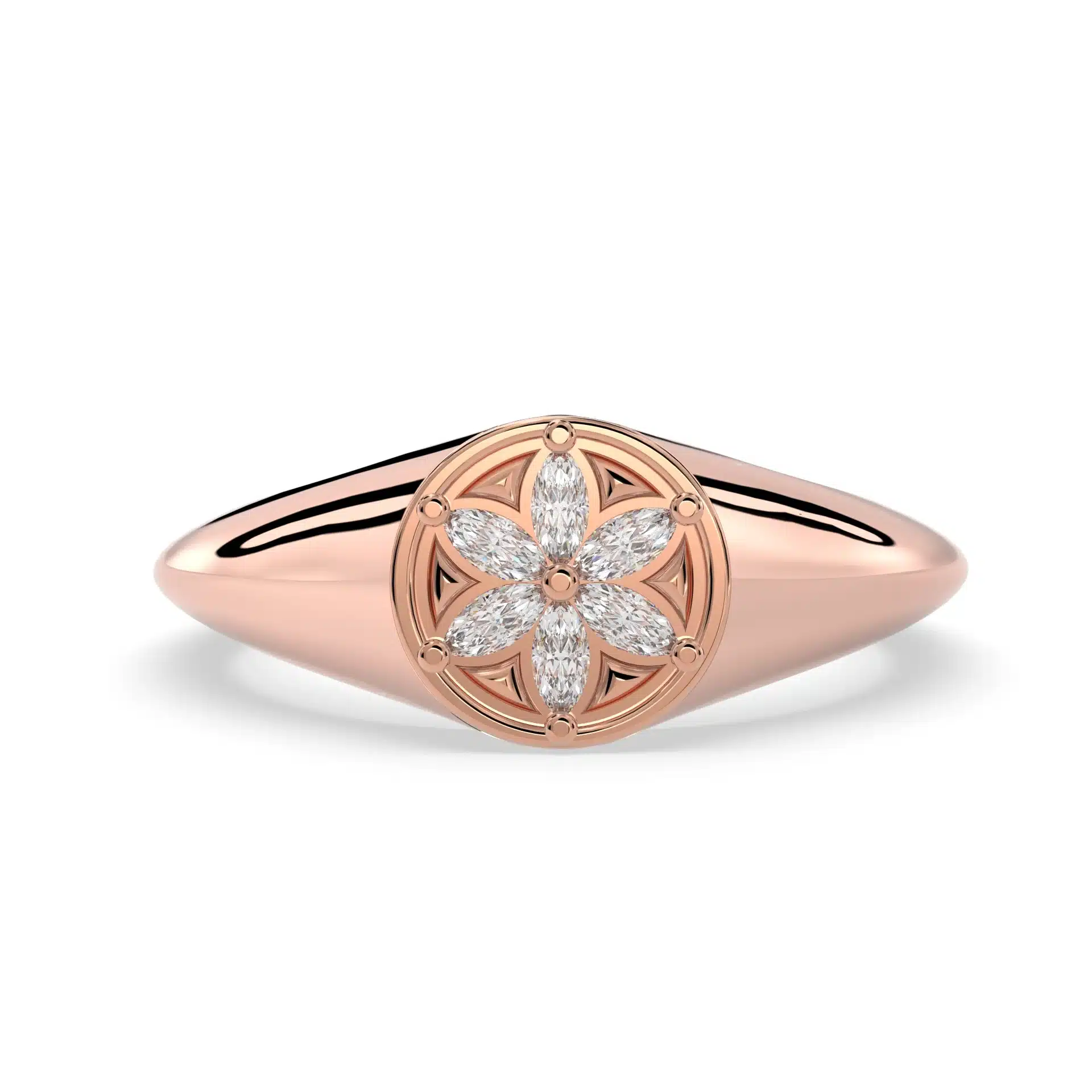 Solara Marquise Lab Diamond Signet Ring - Image 3