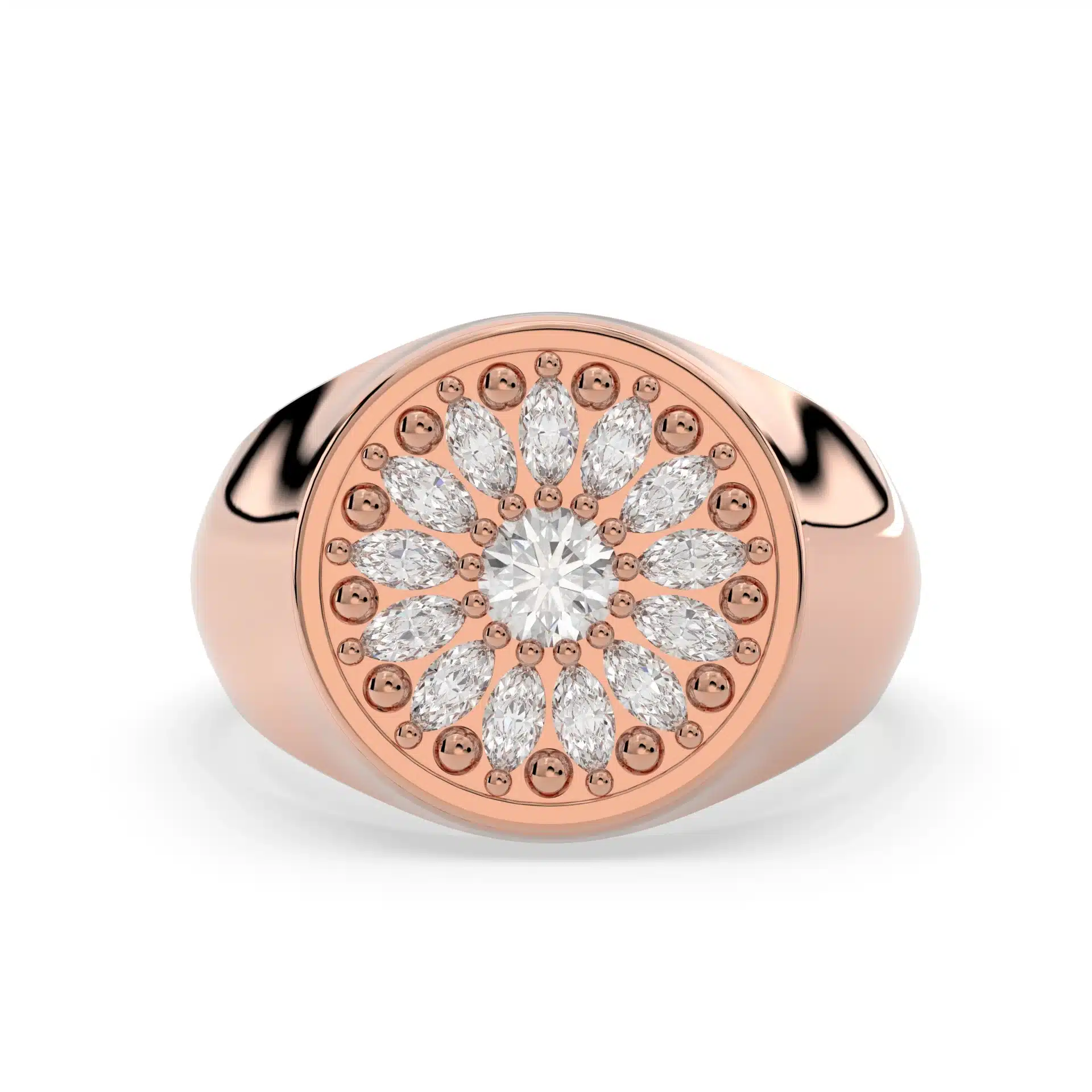 Women’s Magic & Romance Diamond 14k Gold Flower Signet Ring - Image 3