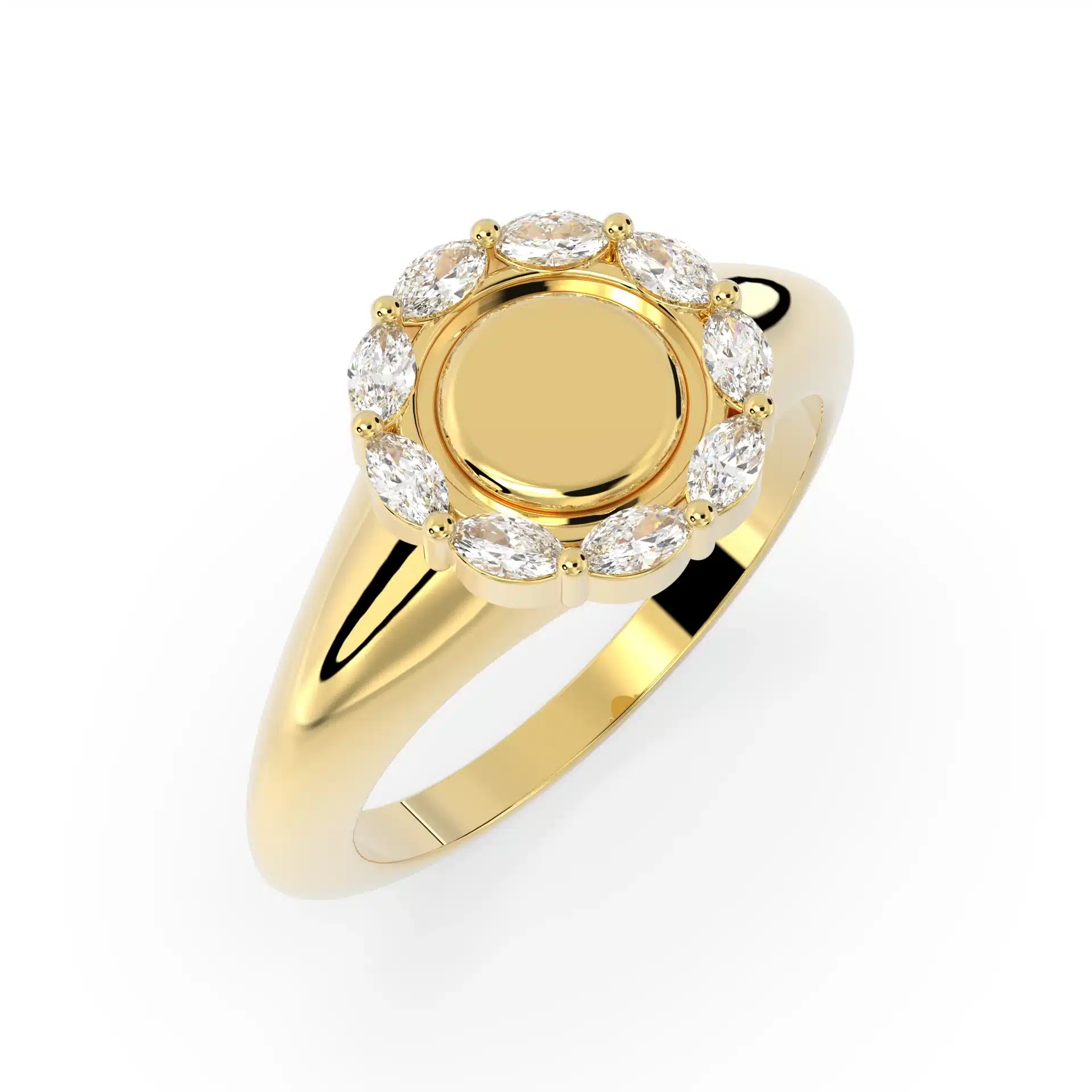 Women’s In Dreams Diamond 14k Gold Flower Signet Ring - Image 1