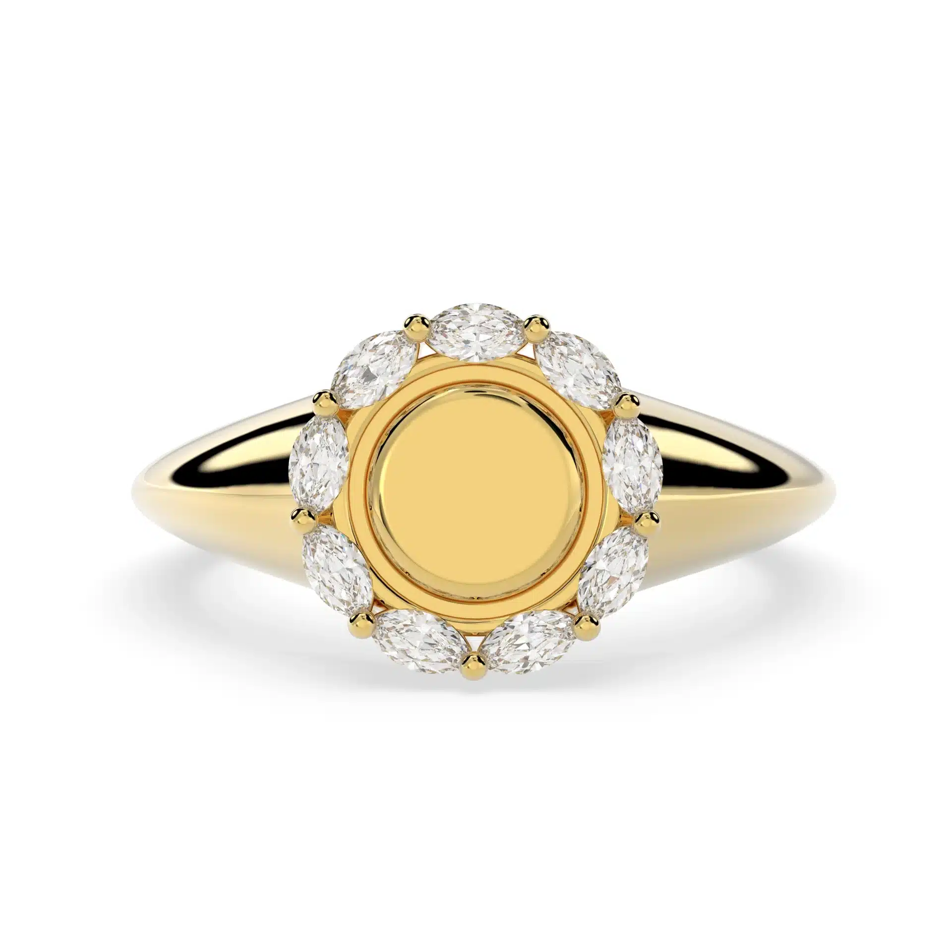 Women’s In Dreams Diamond 14k Gold Flower Signet Ring - Image 3