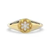 Women’s Ray of Love Diamond 14k Gold Flower Signet Ring - Thumbnail Image 3