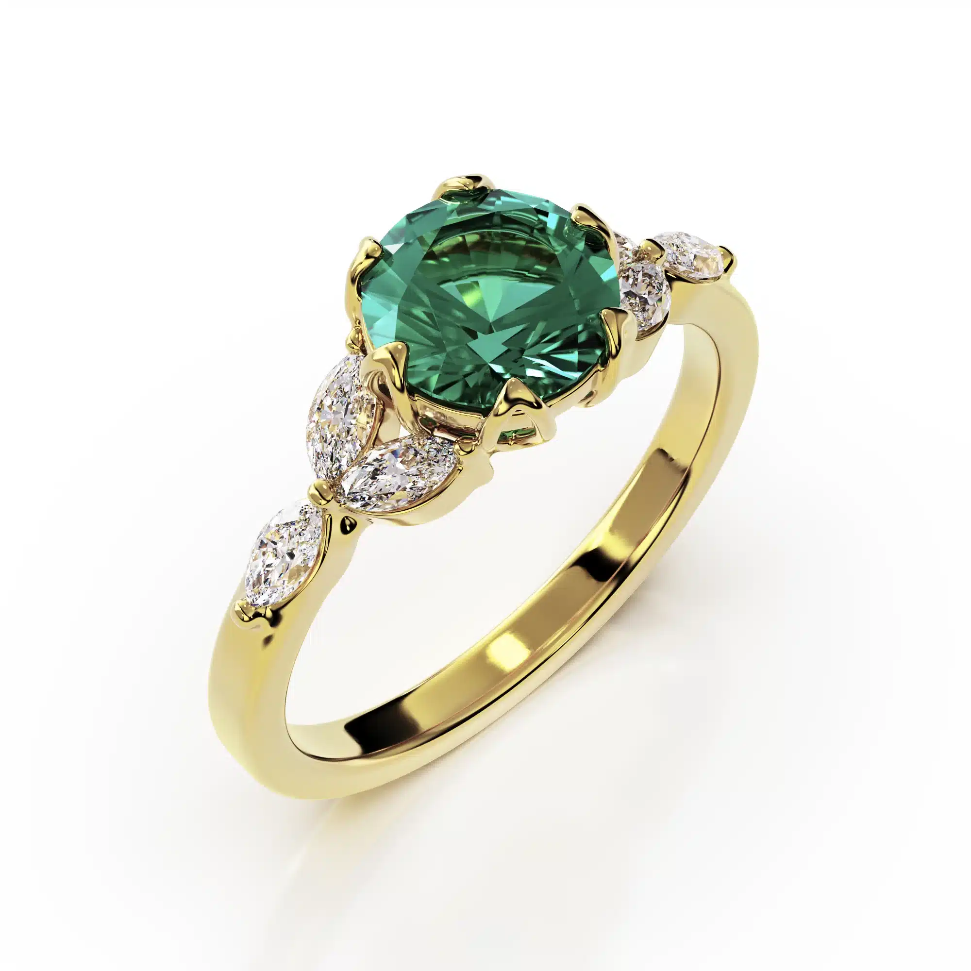 Chatham Gem & Lab-Grown Marquise Diamond Ring in 14k Recycled Gold - Image 1