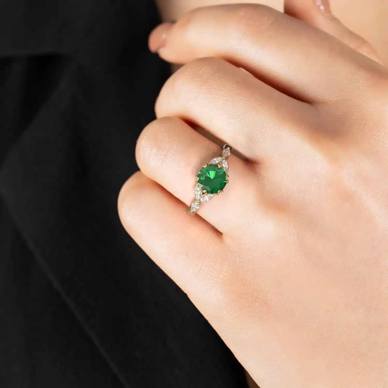 Chatham Gem & Lab-Grown Marquise Diamond Ring in 14k Recycled Gold - Image 4