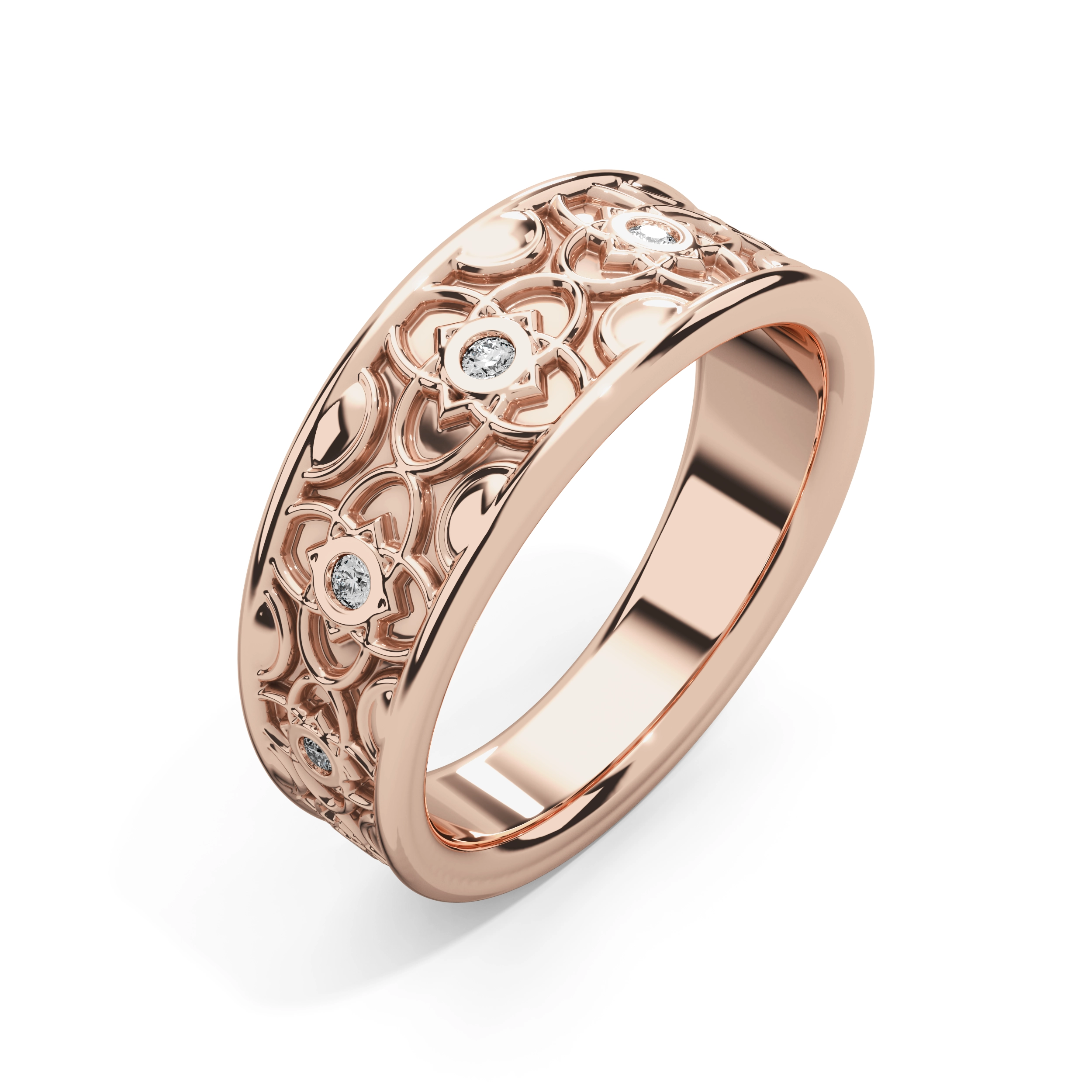 Harmony Bloom Lab-Grown Diamonds 14K Gold Wedding Band - Image 1