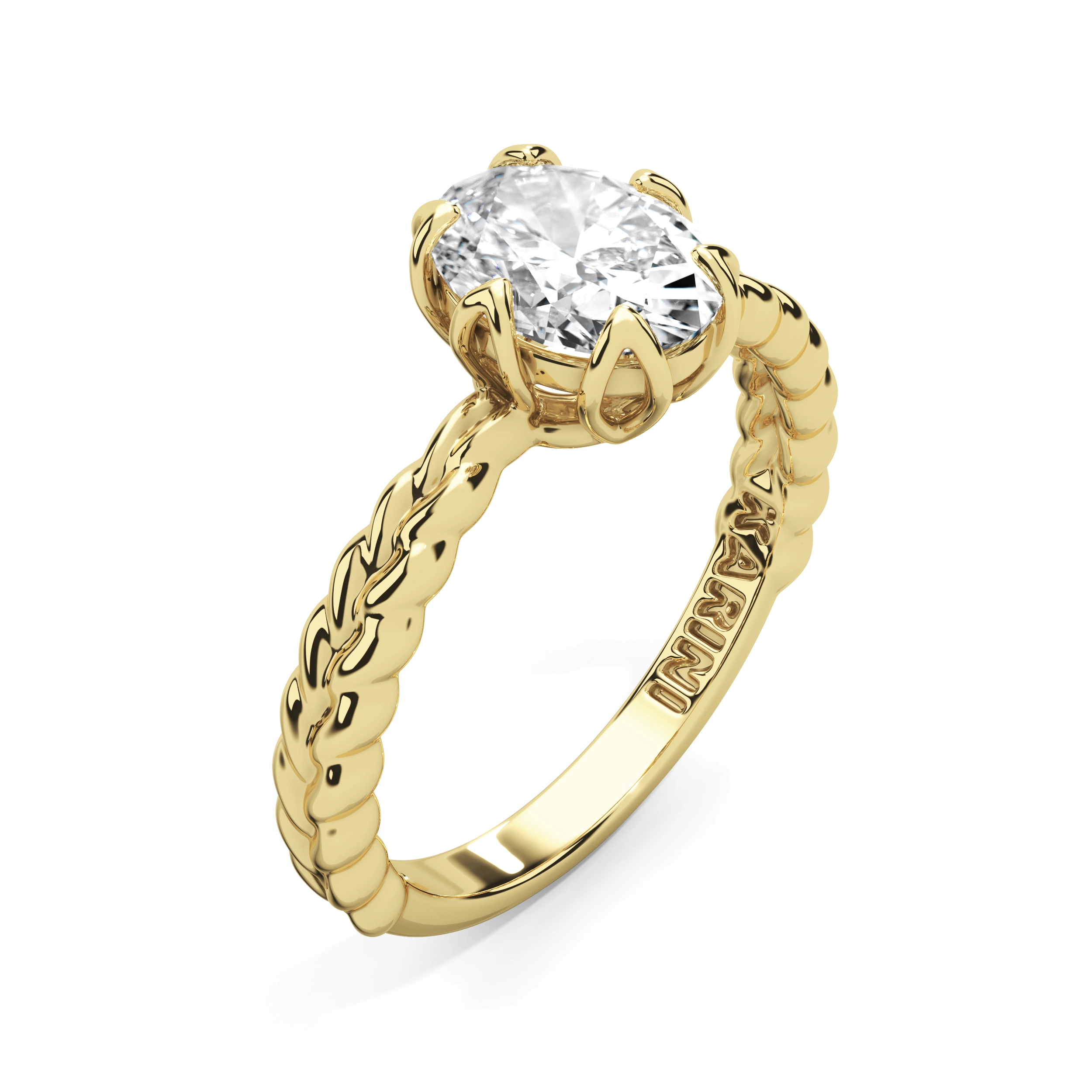 1 Carat Oval Lab-Grown Diamond Engagement Ring with Braided Band - Image 1