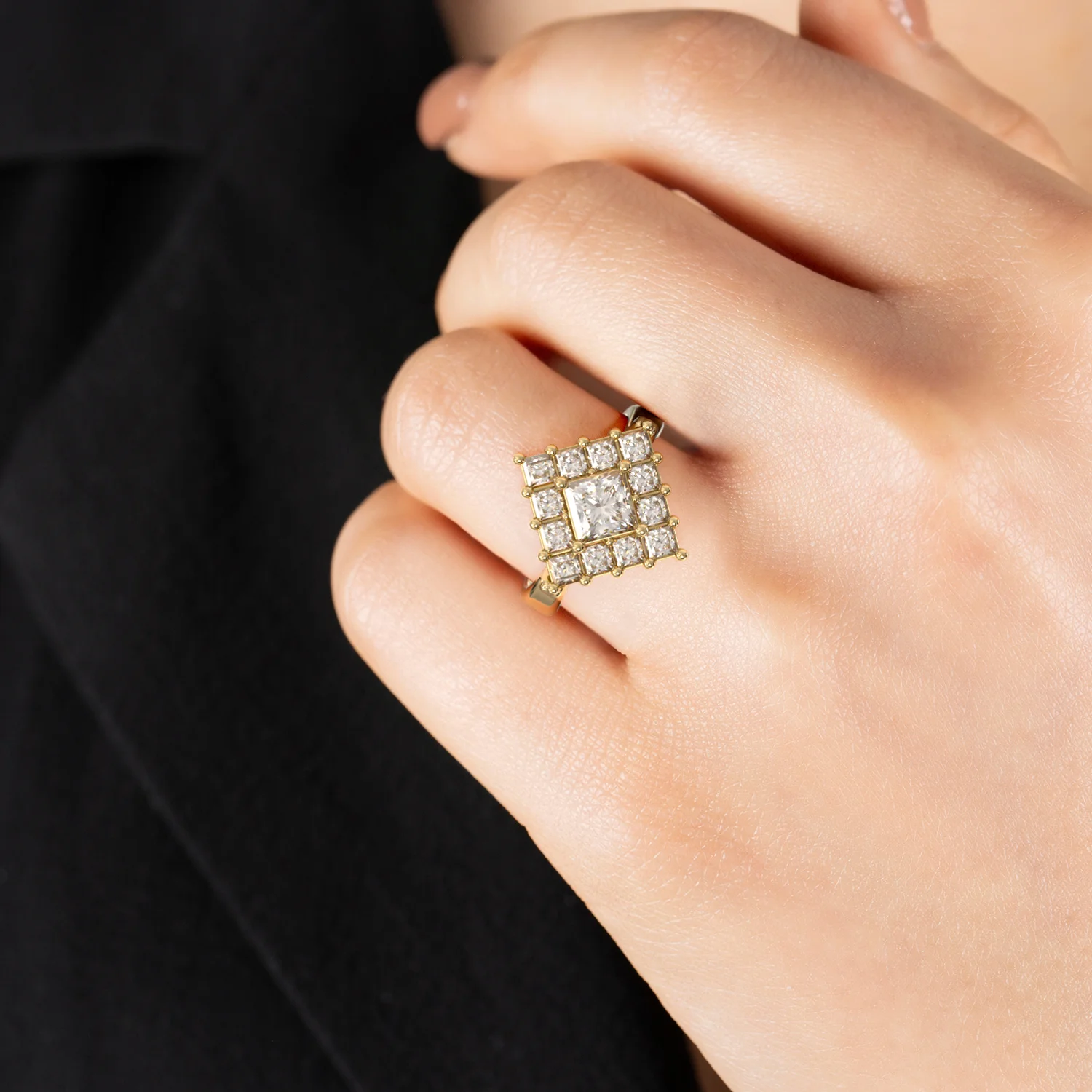 Princess Mosaic Lab-Grown Diamond Ring – 14k Gold - Image 4