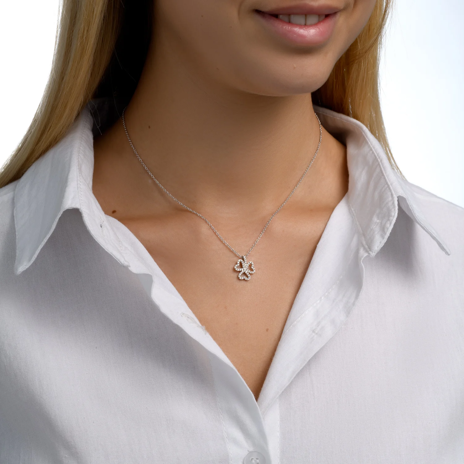 Shamrock Diamond Pendant-0.25 ct Lab-Grown, 14K Gold - Image 3
