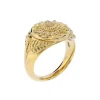 Sunflower Signet Ring – Solid 14K Gold - Thumbnail Image 3