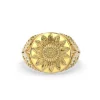 Sunflower Signet Ring – Solid 14K Gold - Thumbnail Image 5