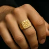Leaf Relief Men’s Signet Ring-14K Solid Gold - Thumbnail Image 7
