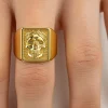 Skull Crest Men’s Signet Ring-14K Solid Gold - Thumbnail Image 5