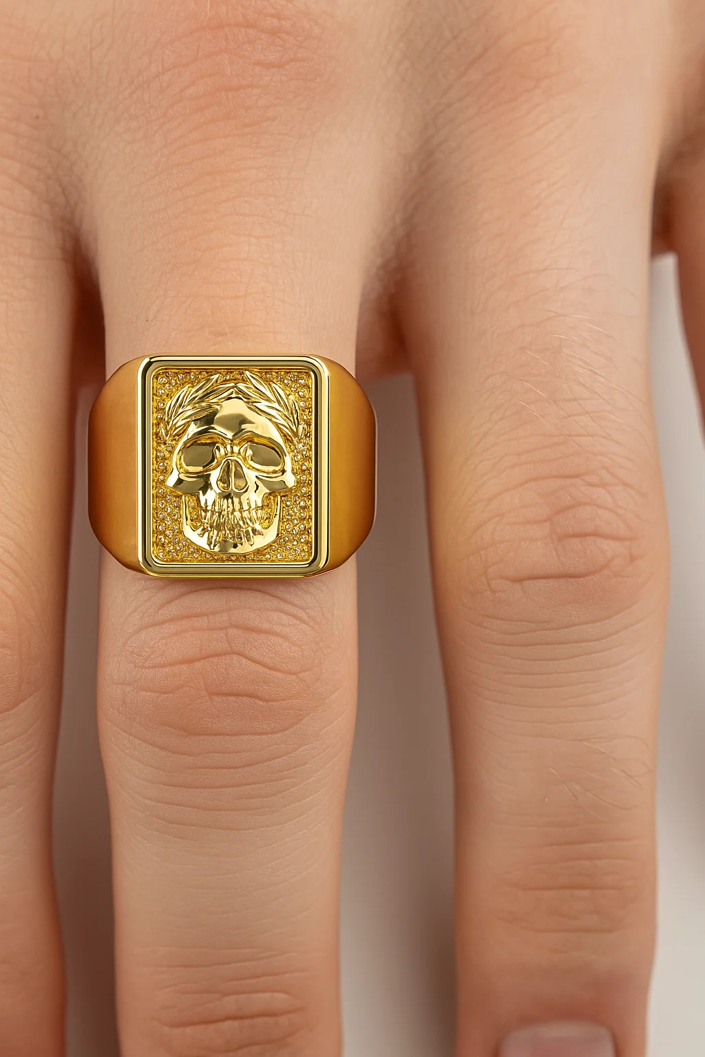 Skull Crest Men’s Signet Ring-14K Solid Gold - Image 5