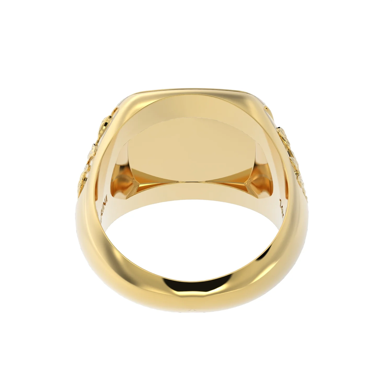 Leaf Relief Men’s Signet Ring-14K Solid Gold - Image 3