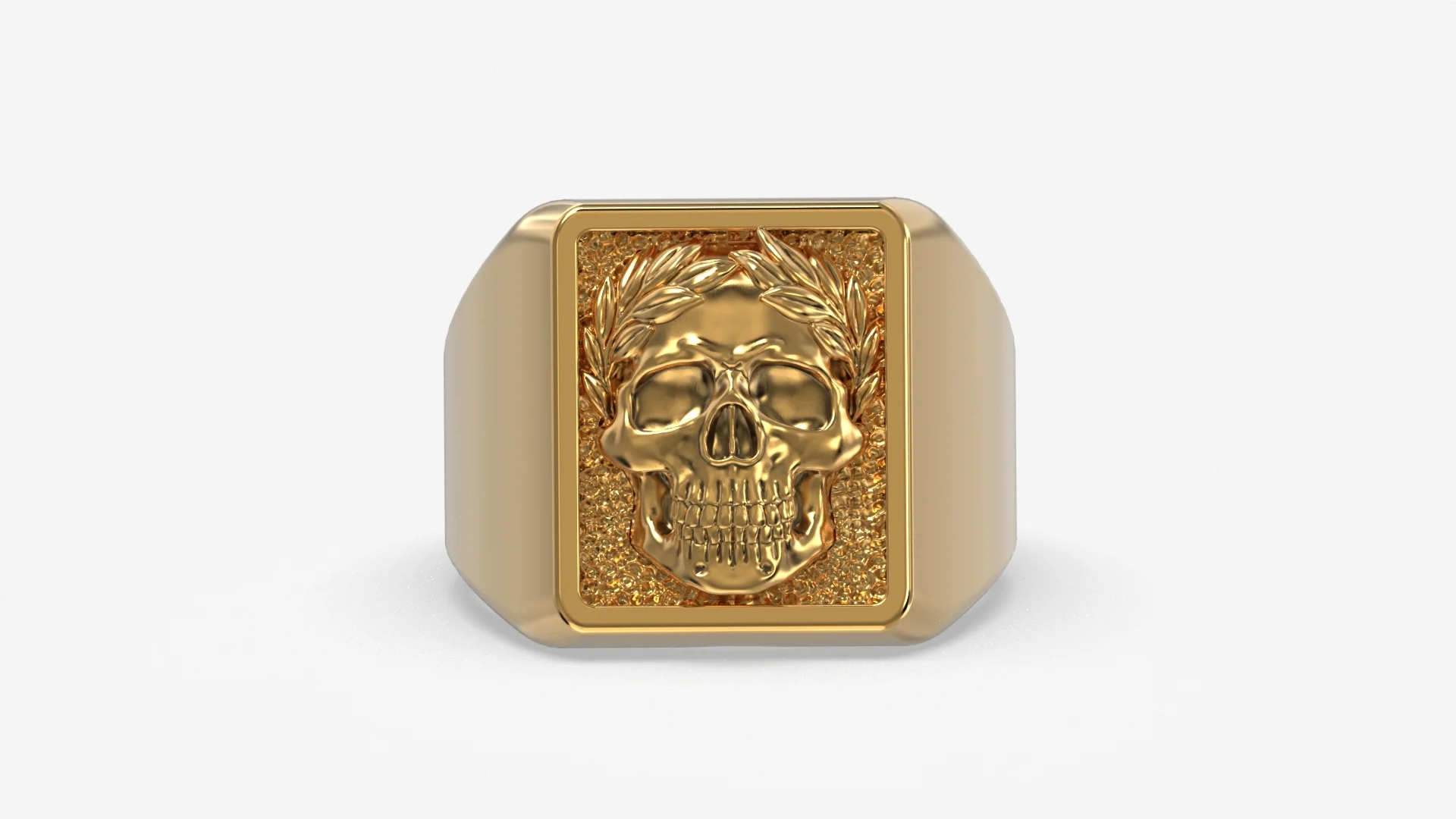 Skull Crest Men’s Signet Ring-14K Solid Gold - Image 4